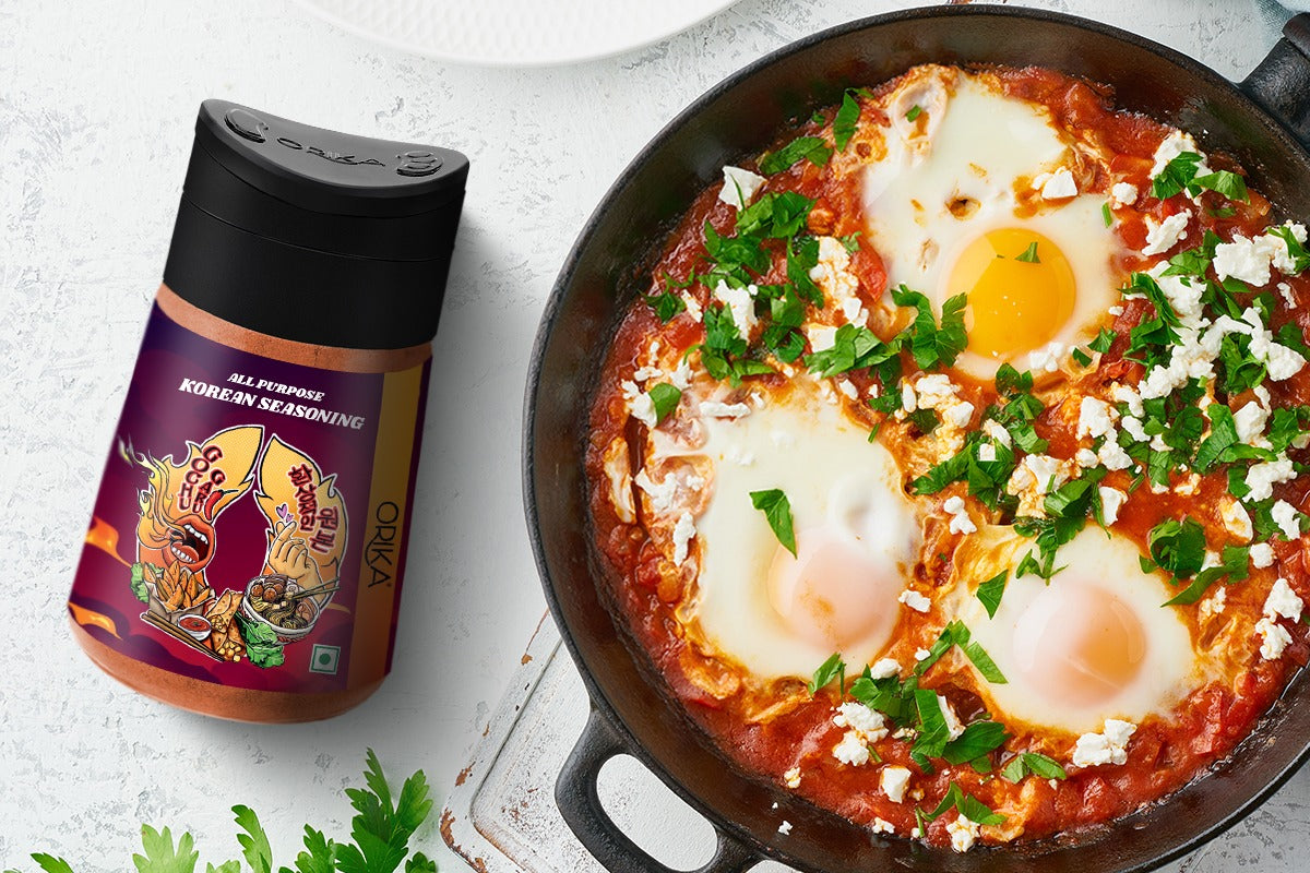 SEOULFUL SHAKSHUKA EGGS with ORIKA’S KOREAN SEASONING