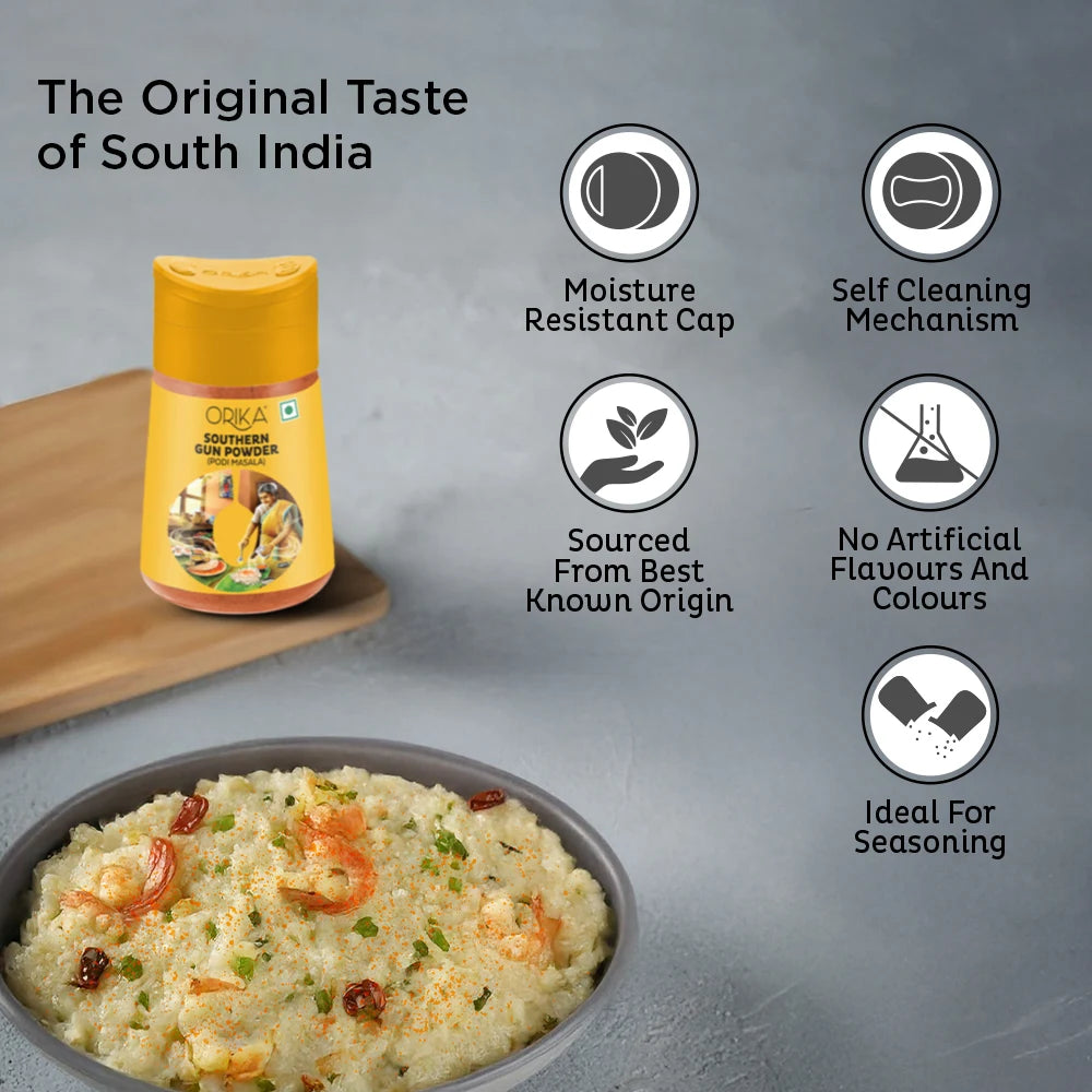 Orika Southern Gun Powder - Authentic South Indian Podi Masala | 70g Sprinkler