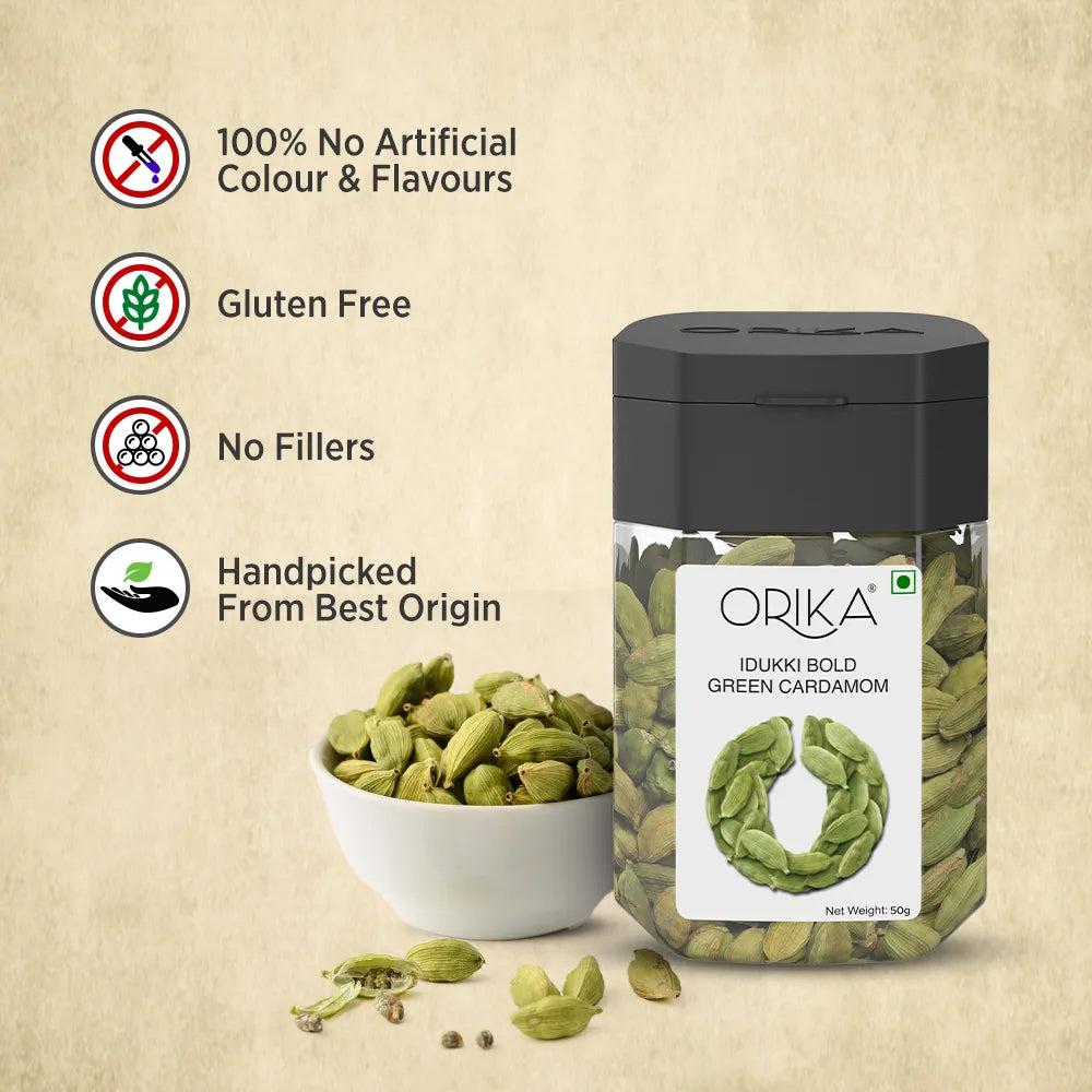 Orika's Idukki Bold Green Cardamom (8mm) | 50g