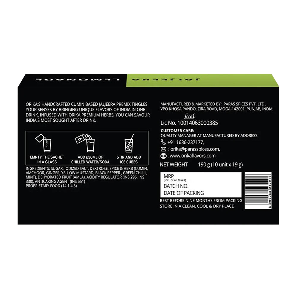 Orika Jaljeera Lemonade Premix  (10 sachets, 19g/each)