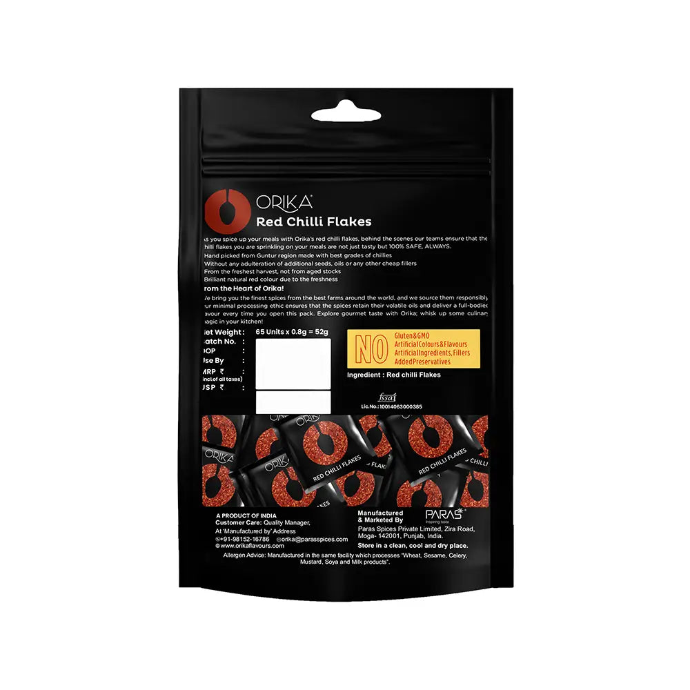 Orika Red Chilli Flakes | 65 Sachets (0.8g each)