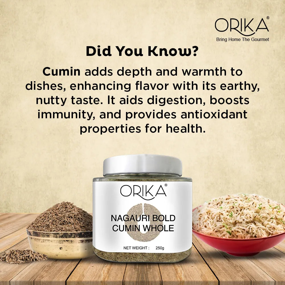 Orika Nagauri Bold Cumin (Jeera / Zeera) Whole Jar, 250gm