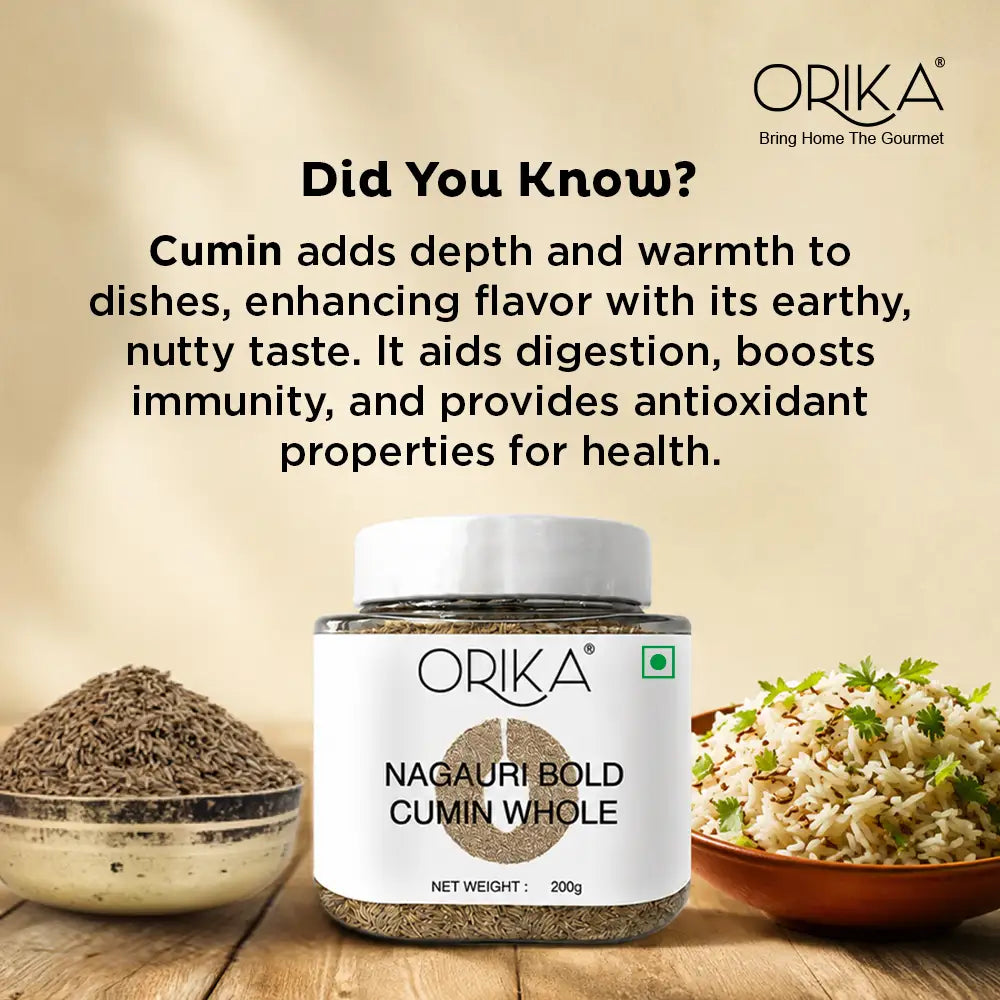 Orika Nagauri Bold Cumin (Jeera / Zeera) Whole Jar | 200g