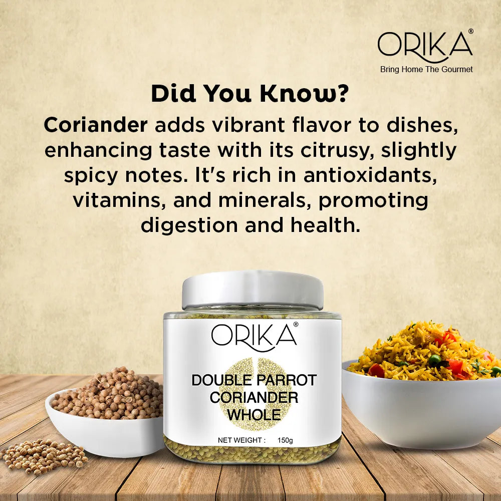 Orika Double Parrot Coriander Whole (Sabut Dhaniya) | 150g
