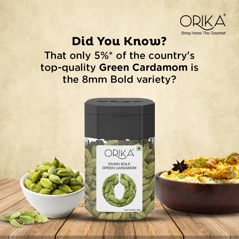 Orika's Idukki Bold Green Cardamom (8mm) | 50g