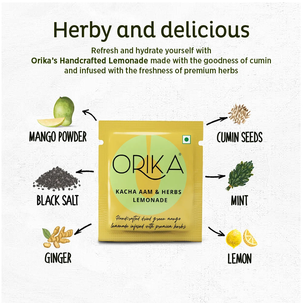 Orika Indian Lemonade Premix Combo | Kacha Aam, Masala & Jaljeera | Pack of 3 (30 Sachets)