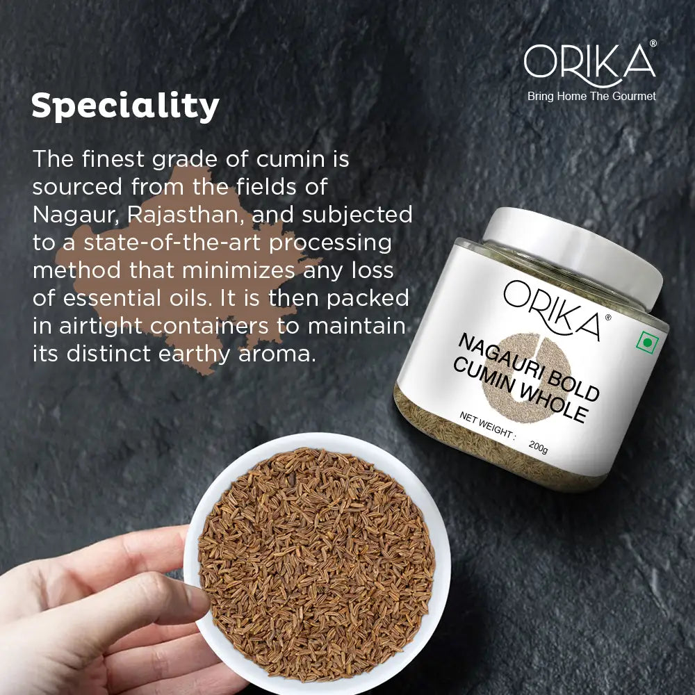 Orika Nagauri Bold Cumin (Jeera / Zeera) Whole Jar | 200g