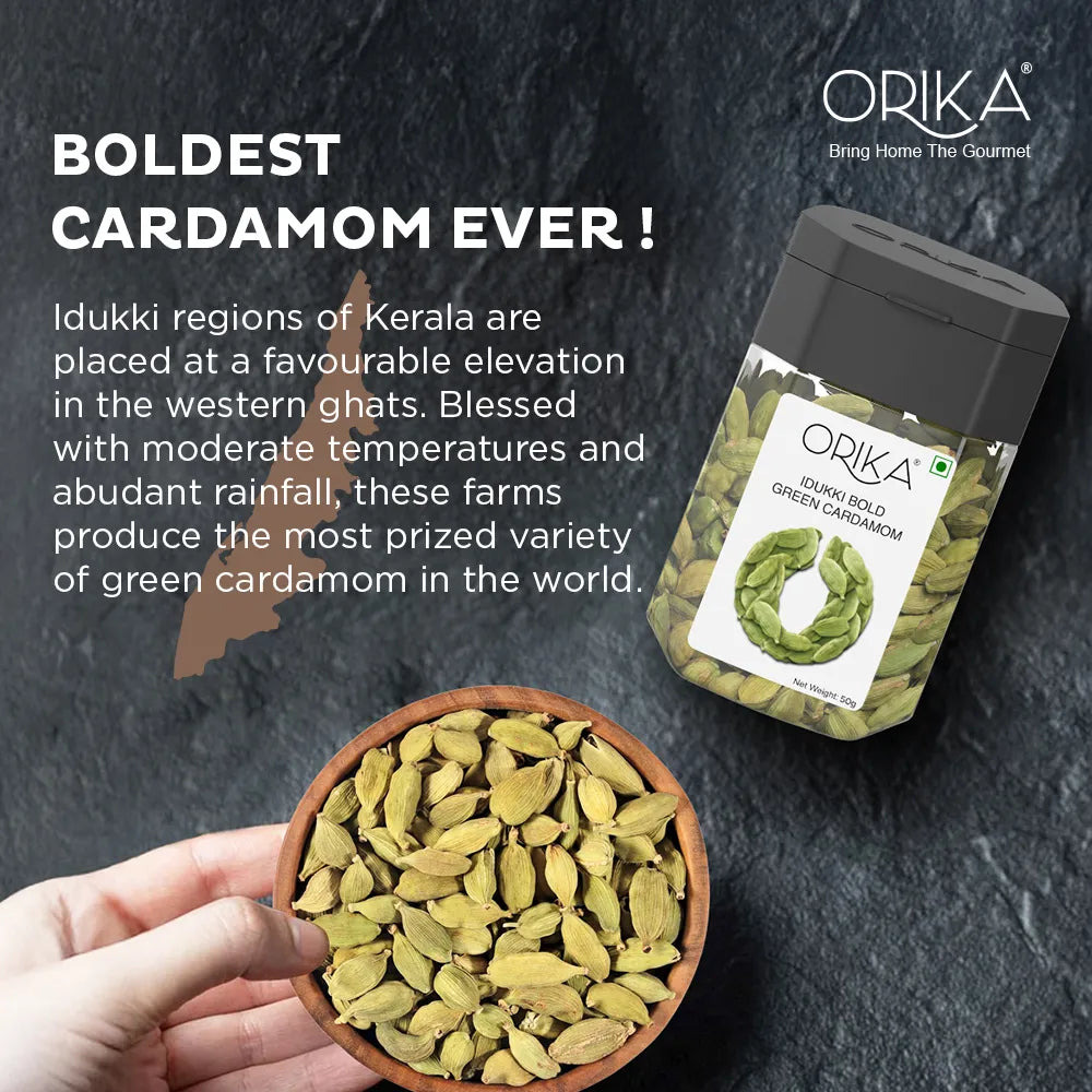 Orika's Idukki Bold Green Cardamom (8mm) | 50g