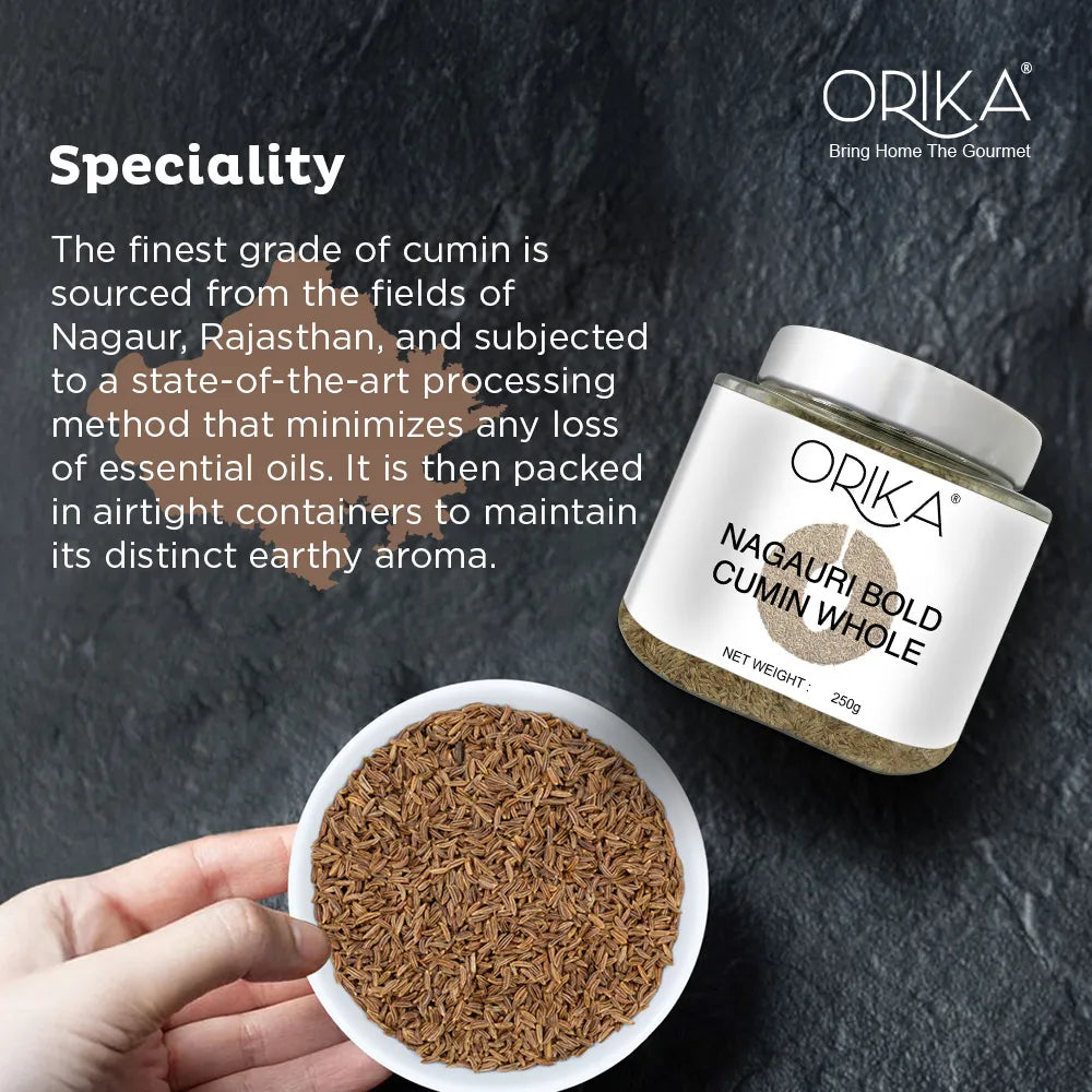 Orika Nagauri Bold Cumin (Jeera / Zeera) Whole Jar, 250gm