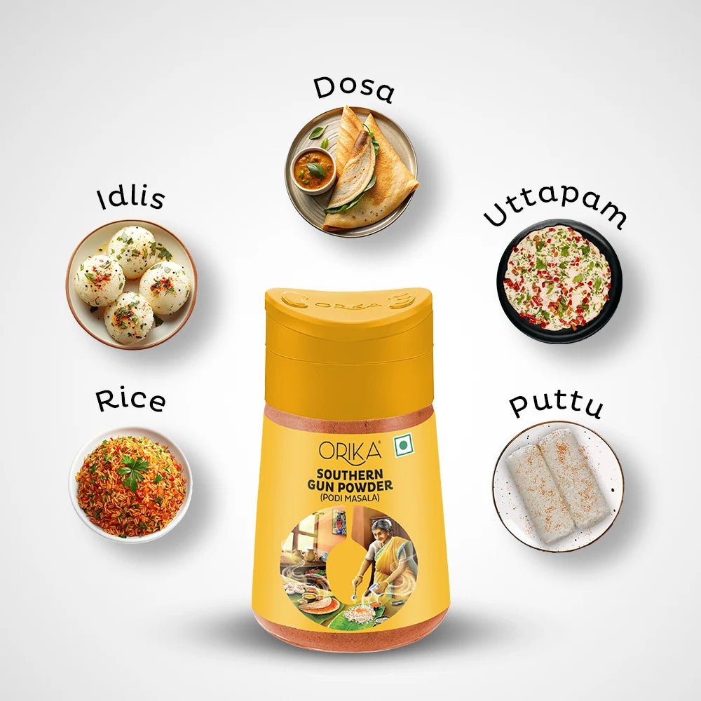 Orika Southern Gun Powder - Authentic South Indian Podi Masala | 70g Sprinkler