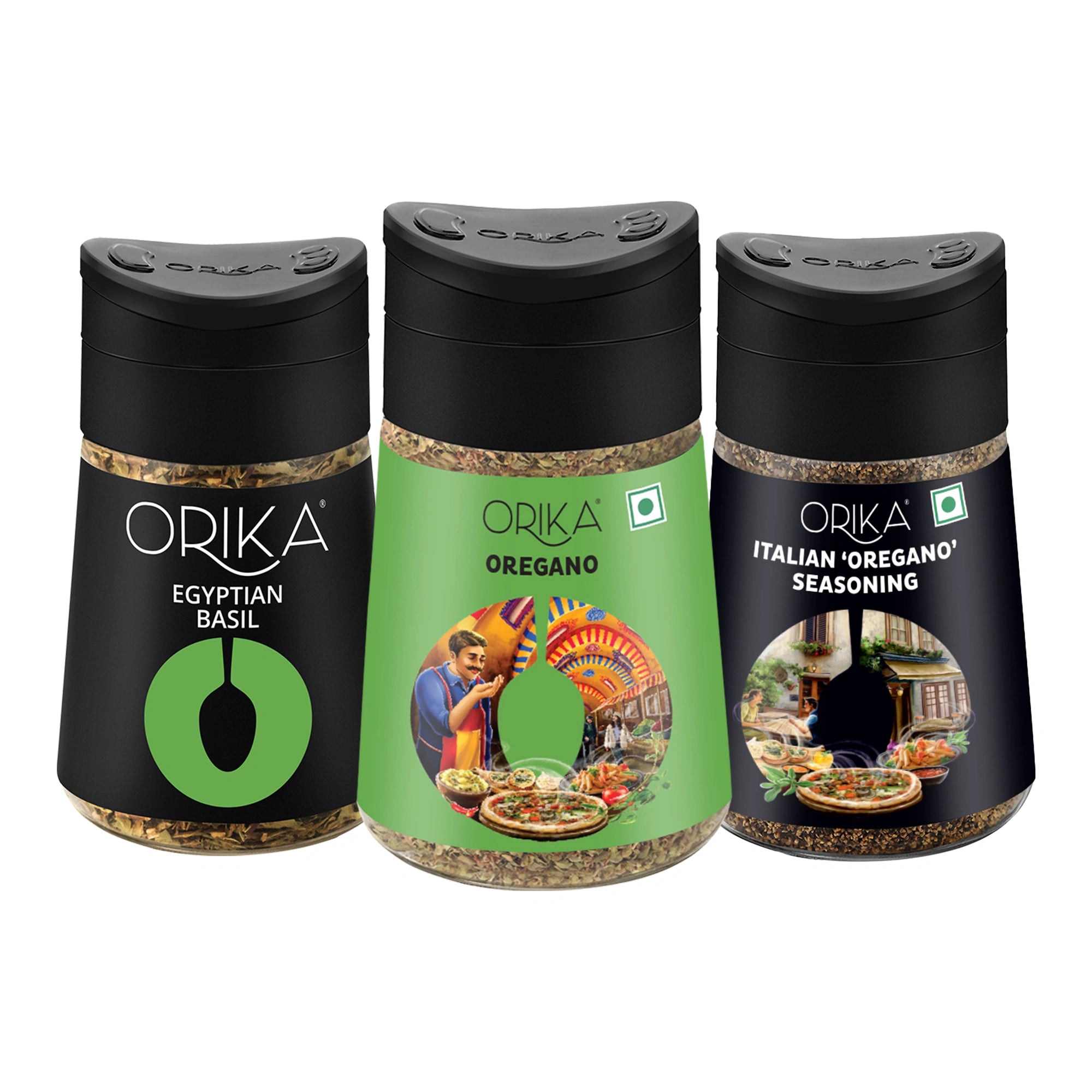 Orika Gourmet herb sprinkler combo (Turkish Oregano + Egyptian Basil + Italian Seasoning)