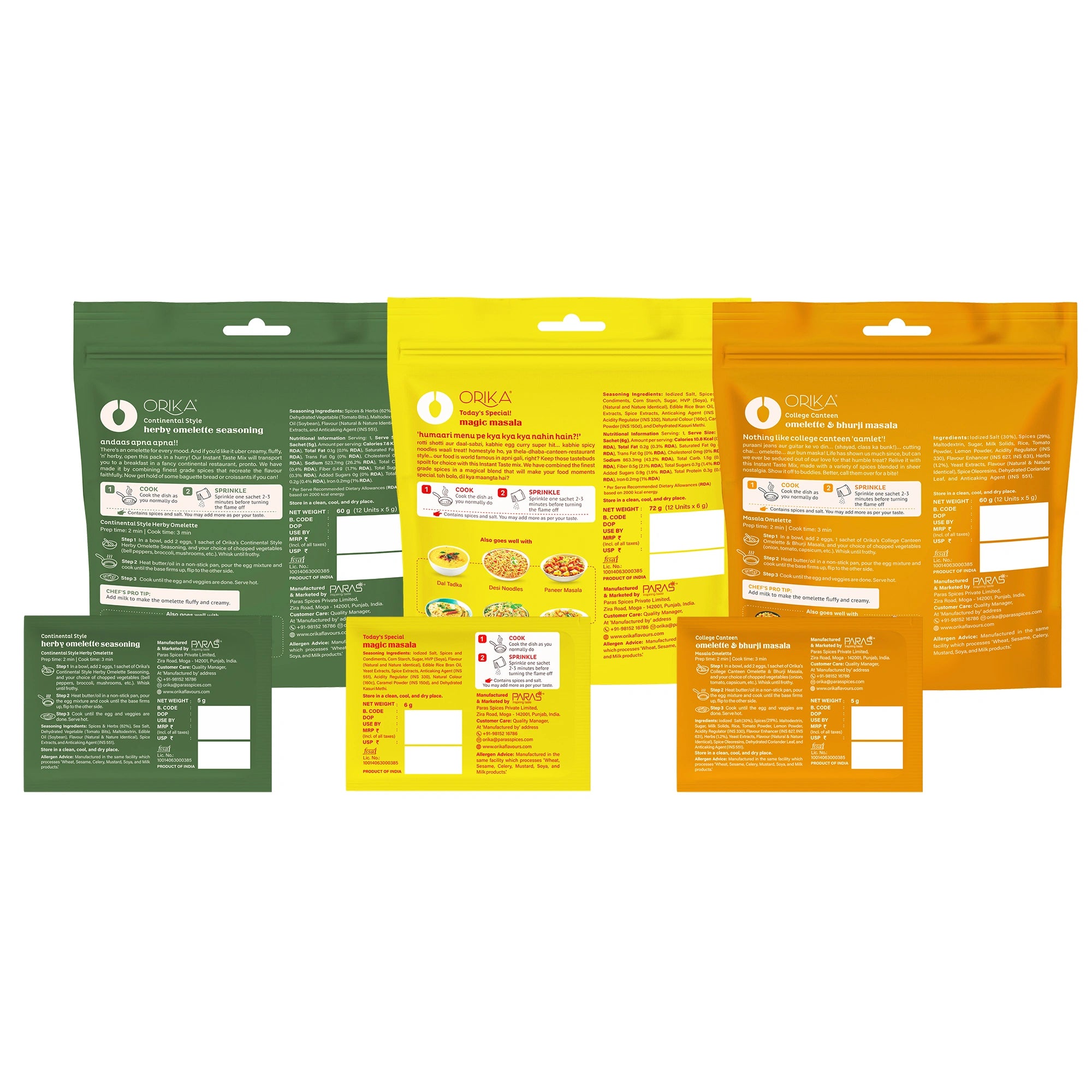 Instant Omelette & Bhurji Masala with Magic Masala Combo - Pack of 3 (12 single use sachets in each Pack)
