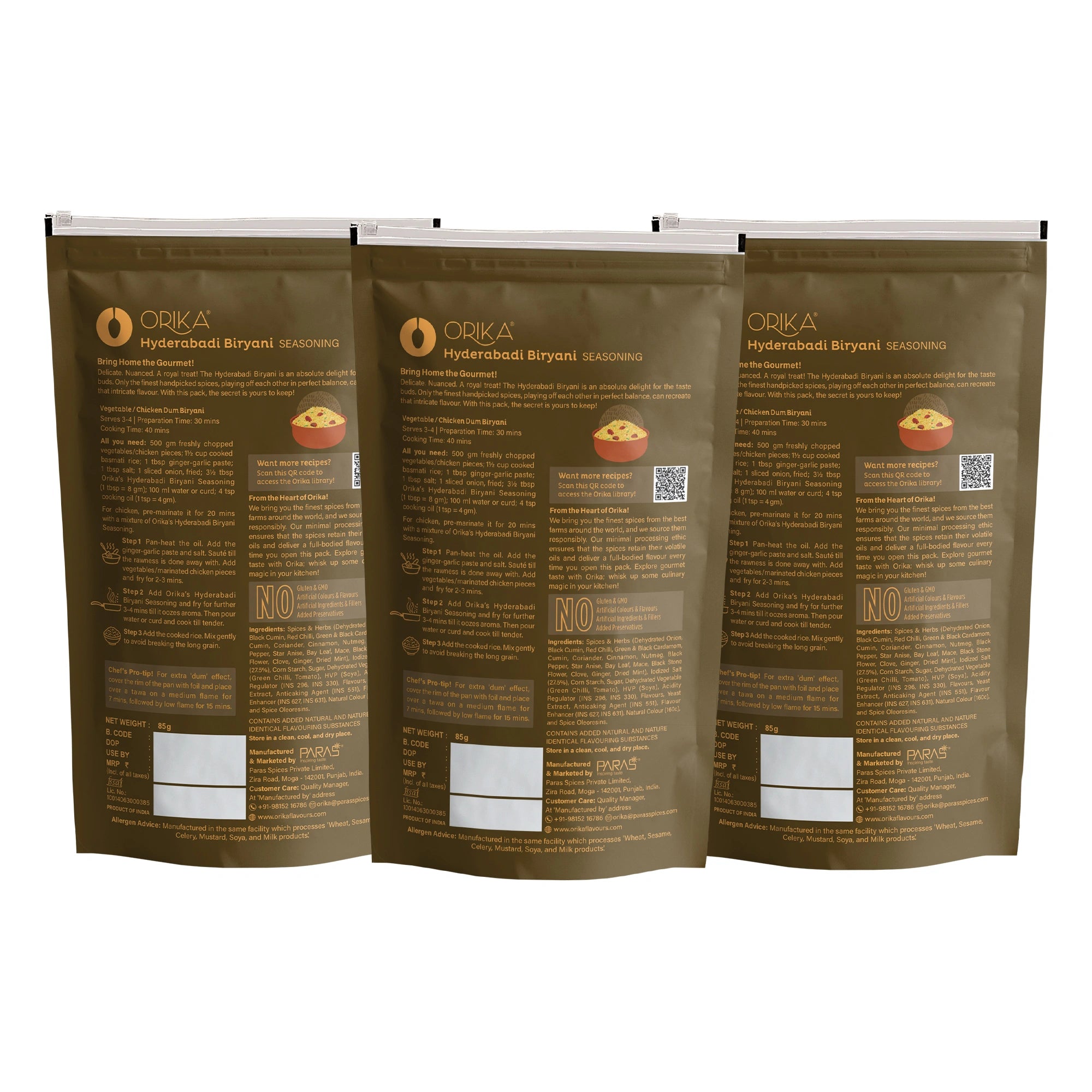 Orika Hyderabadi Biryani Seasoning Combo (Pack of 3, 85gms each)