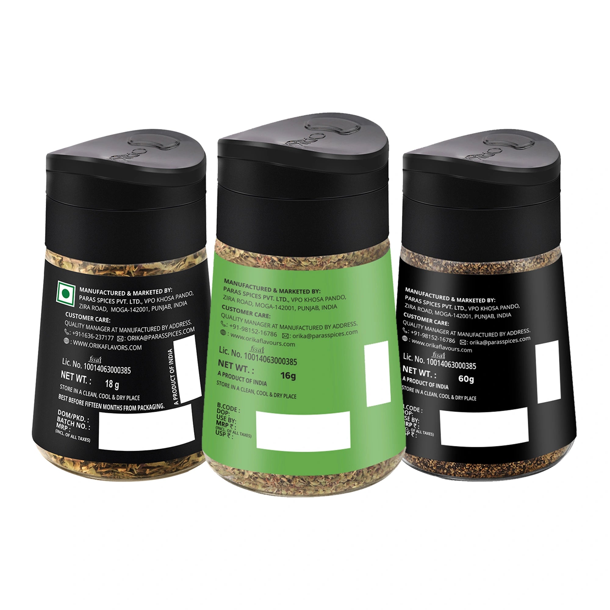 Orika Gourmet herb sprinkler combo (Turkish Oregano + Egyptian Basil + Italian Seasoning)