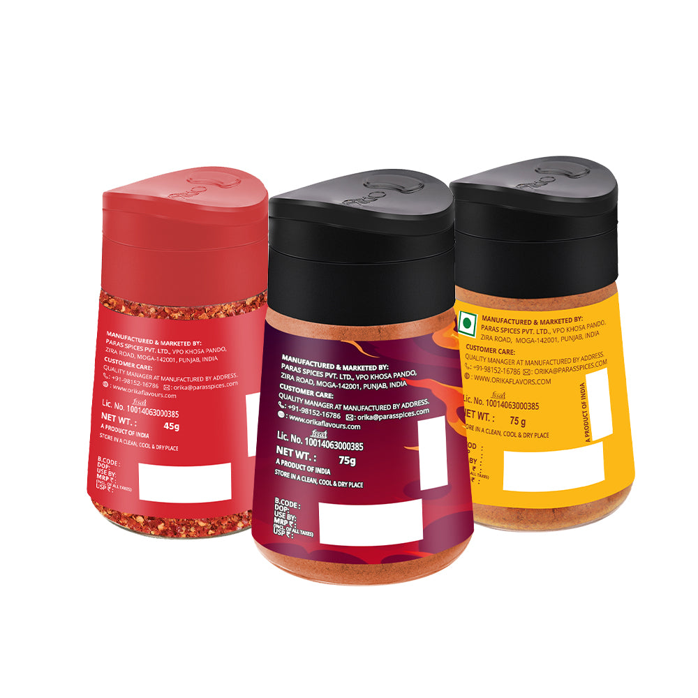 Orika Combo of Korean Seasoning, Red Chilli Flakes & African Per Peri Seasoning