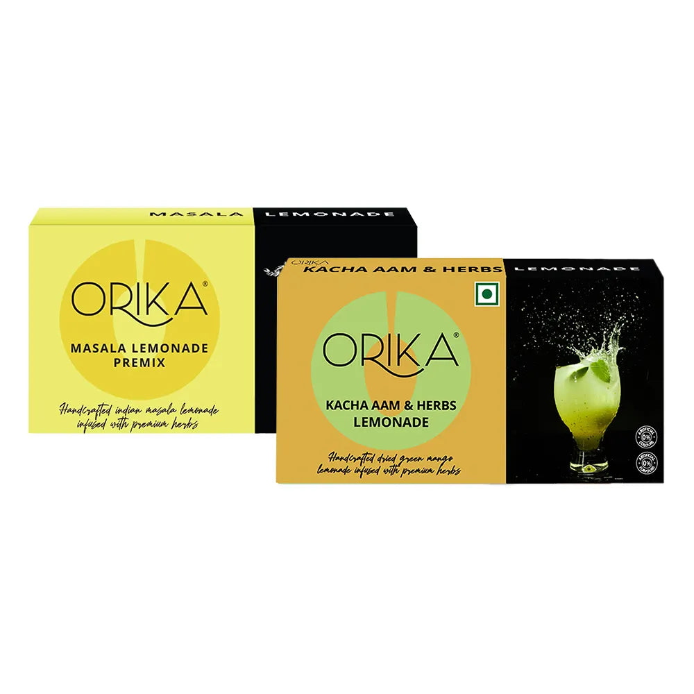 Orika Chatpata Lemonade Premix Combo | Kacha Aam & Masala | Pack of 2 (20 Sachets)