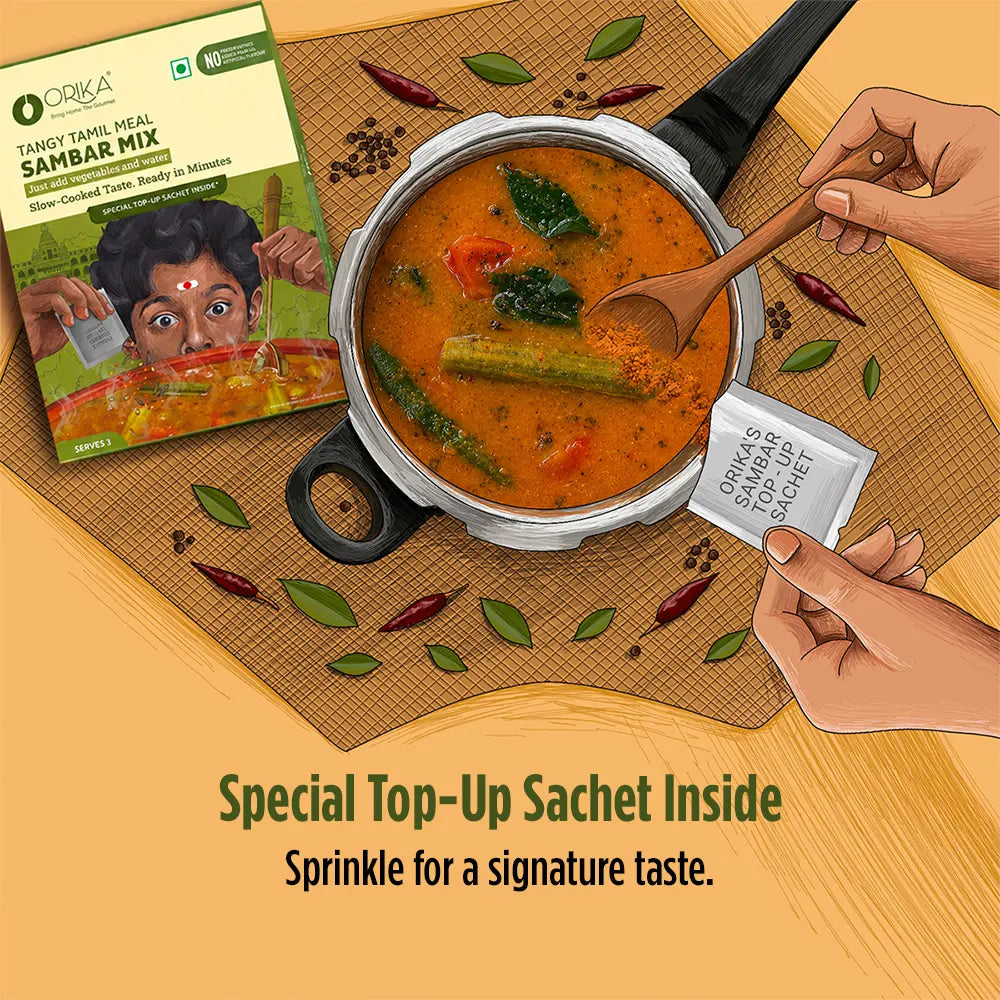 Orika Tangy Tamil Meal Sambar Mix Gravy Mix | Authentic South Indian Sambar | 51g
