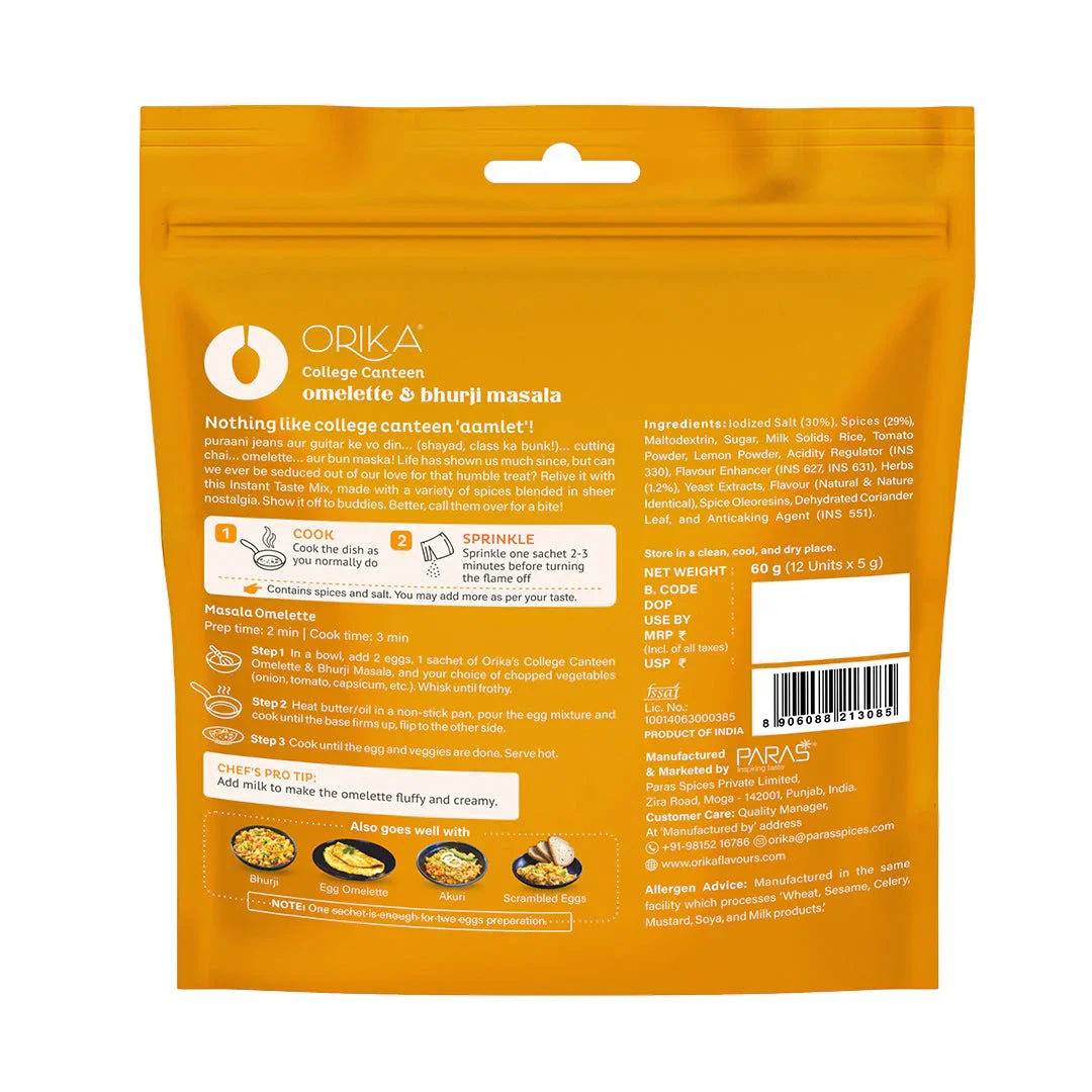 Instant Omelette & Bhurji Masala with Magic Masala Combo - Pack of 3 (12 single use sachets in each Pack) - Orika Spices India