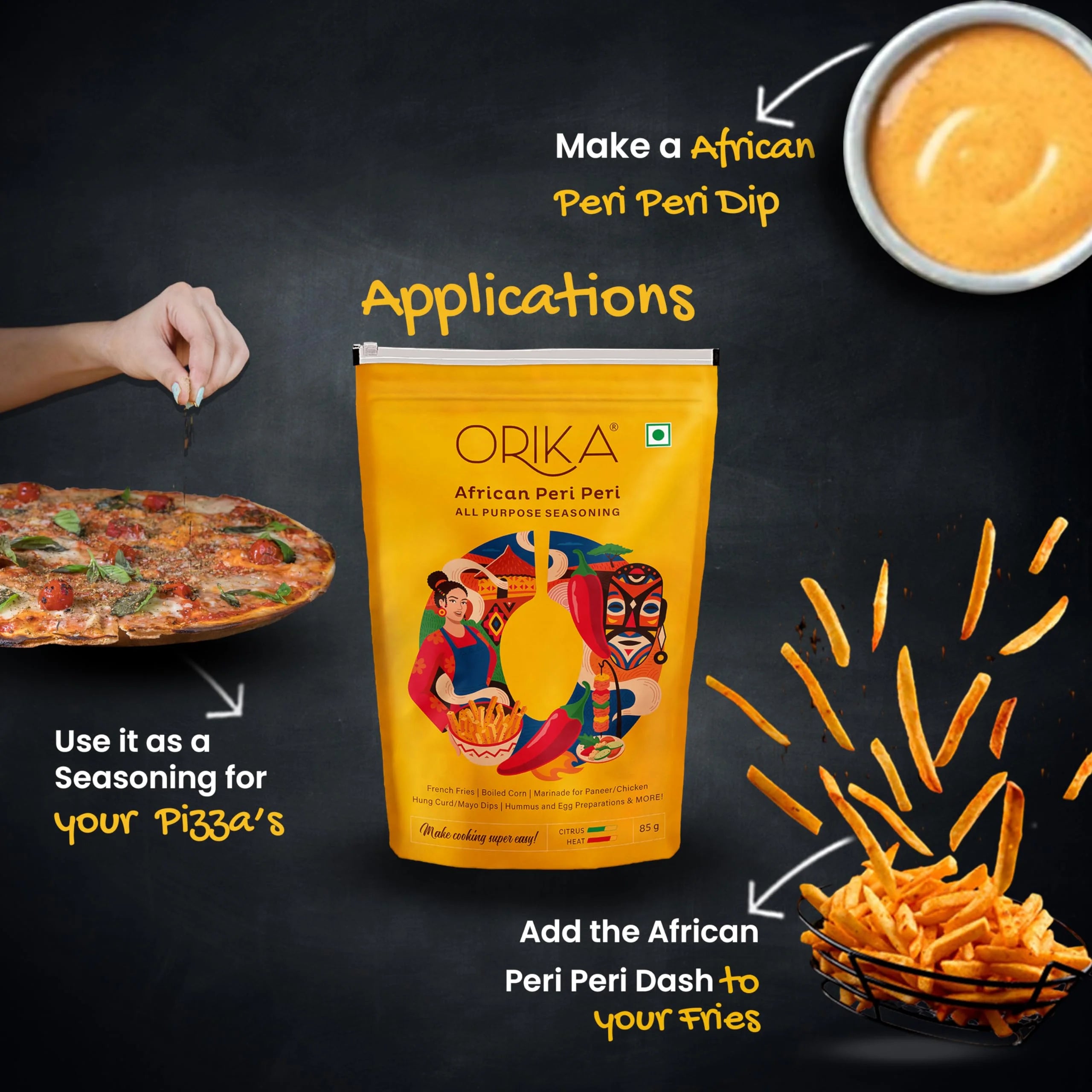 Orika African Peri Peri & Tandoori All Purpose Seasoning Marinade Combo 170 Gm - Orika Spices India