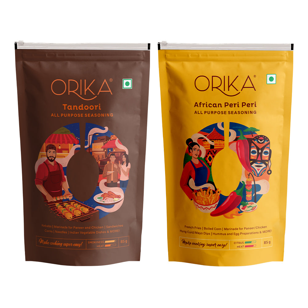 Orika African Peri Peri & Tandoori All Purpose Seasoning Marinade Combo 170 Gm - Orika Spices India
