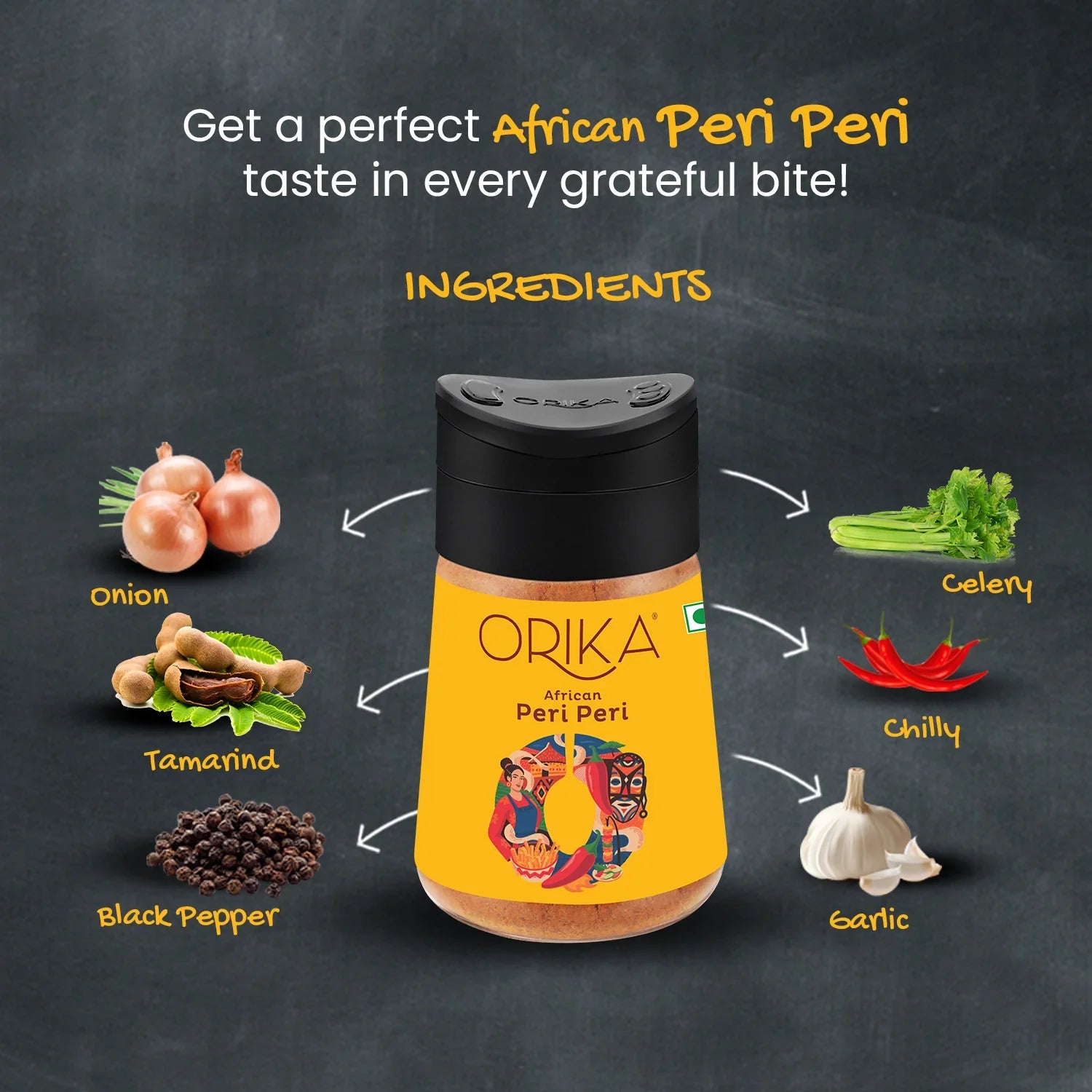 Orika African Peri Peri Sprinkler, 75g - Orika Spices India