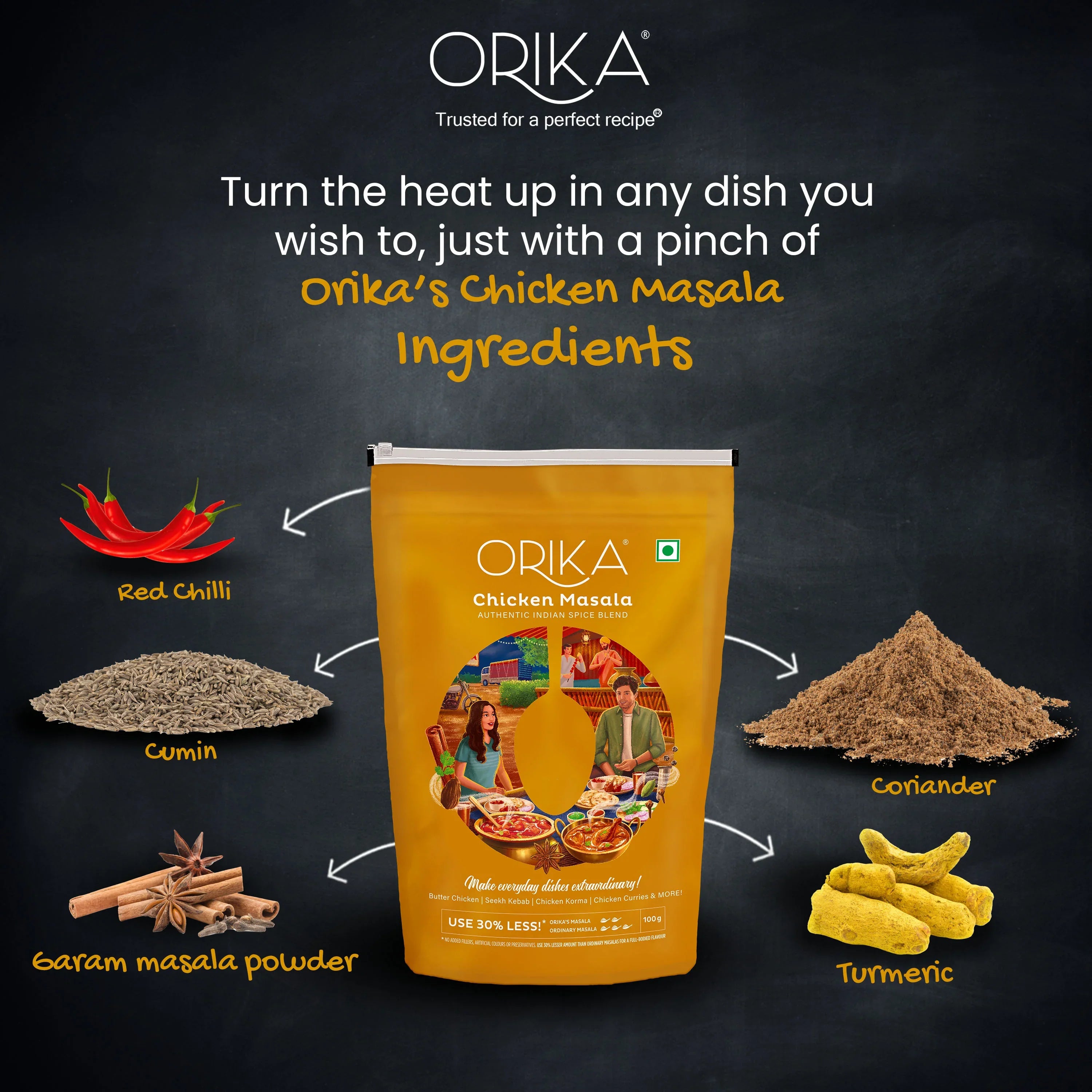 Orika Chicken Masala, 100gm - Orika Spices India