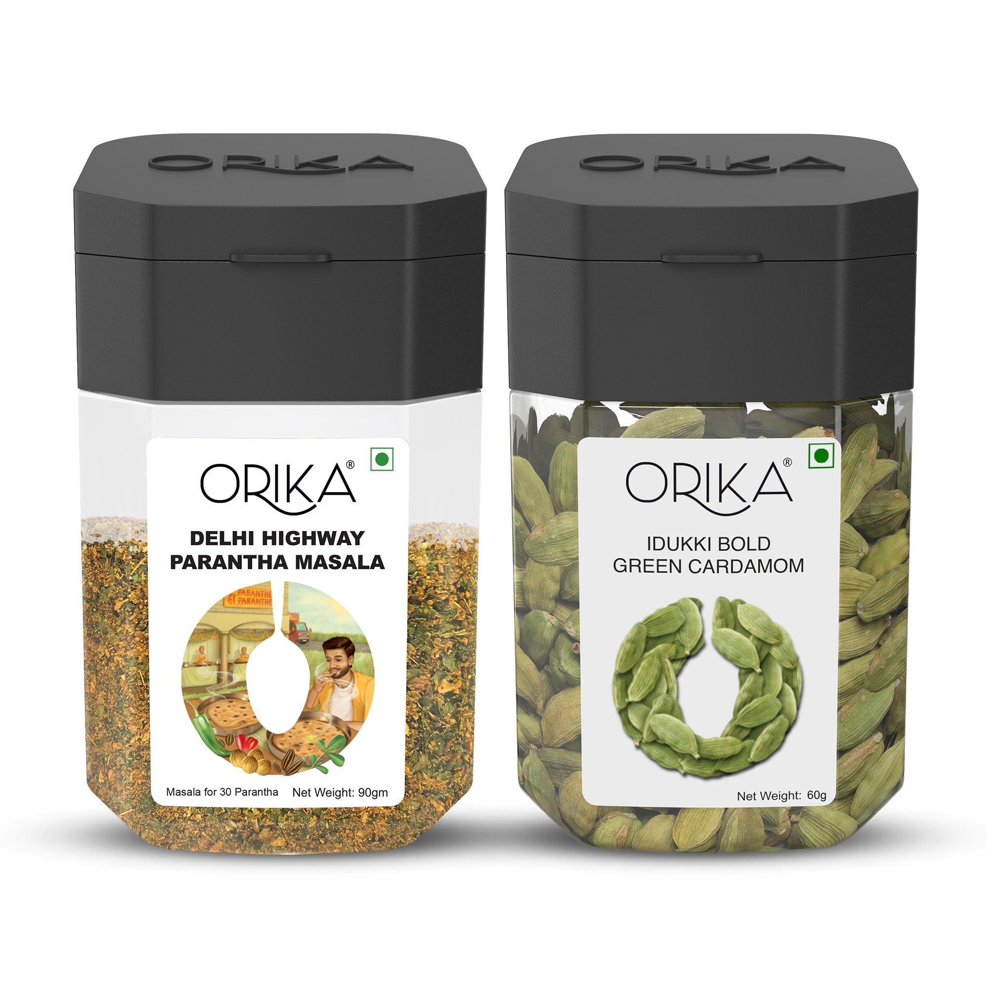 Orika Combo of Delhi Highway Parantha Masala & Idukki Bold Green Cardamom - Orika Spices India
