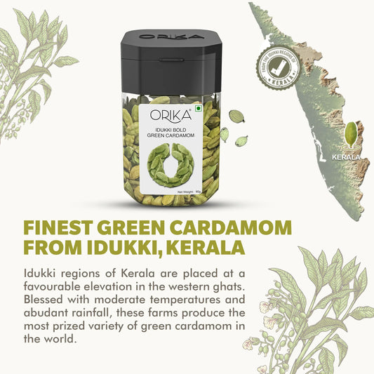 Orika combo of Indian Chai Masala & Idukki Bold Green Cardamom - Orika Spices India