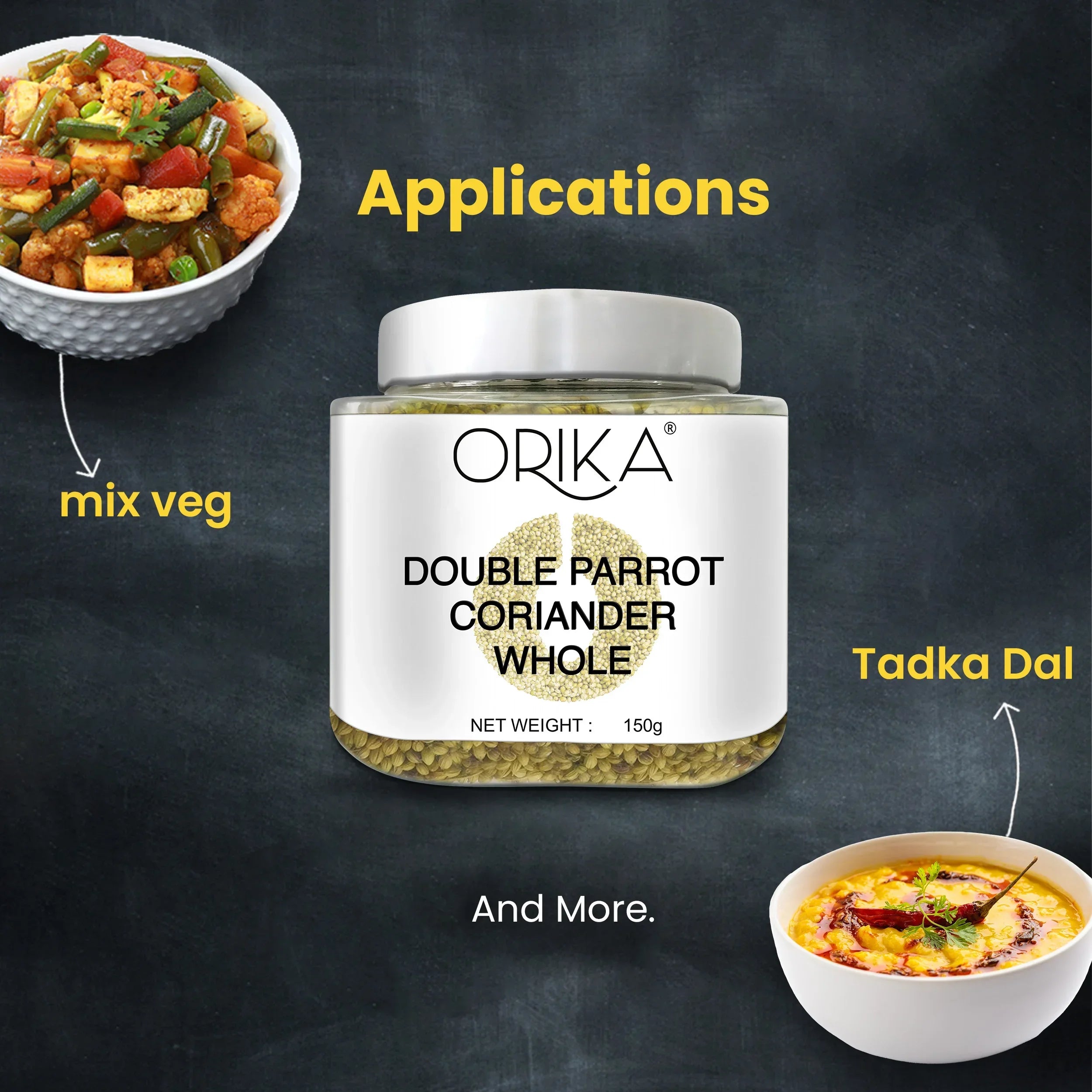 Orika Double Parrot Coriander Whole, 150gm - Orika Spices India