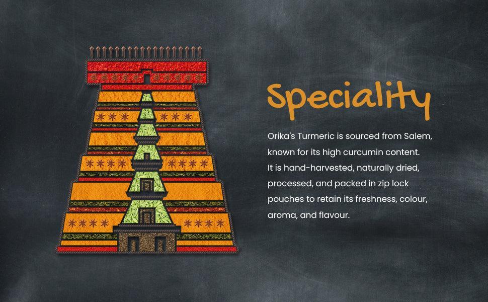 Orika Everyday kitchen essential (Malabar Black Pepper Powder, Salem Turmeric Powder, Coriander Powder), (Pack of 3, 100gms each) - Orika Spices India