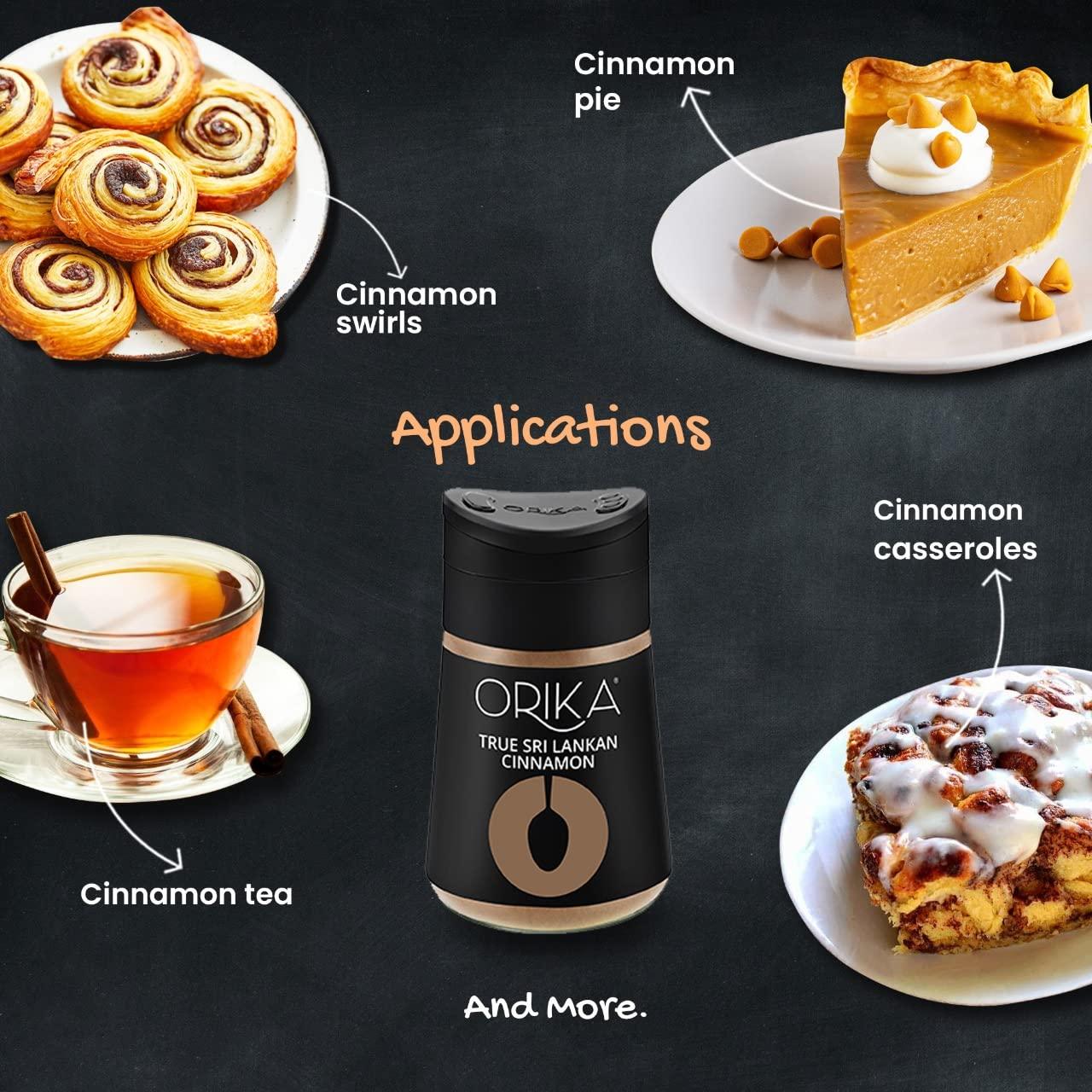 Orika Gourmet cooking coombo of True Sri Lankan Cinnamon Powder 50g & Southern Gun Powder 80g - Orika Spices India