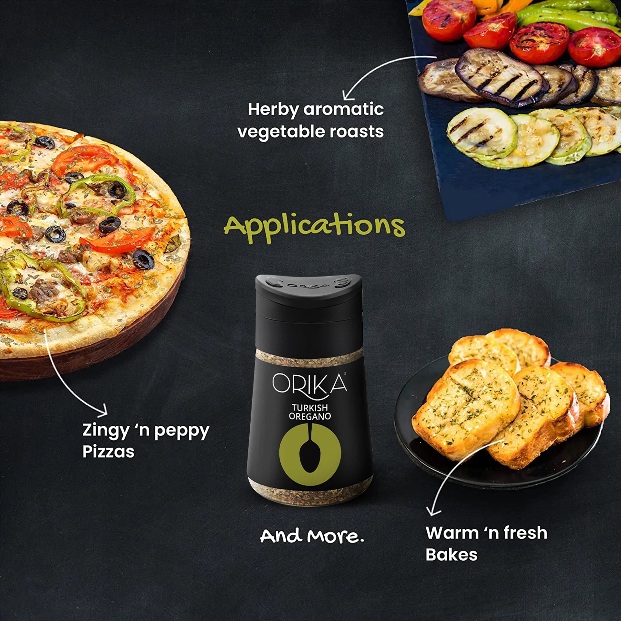 Orika Gourmet Herbs Sprinkler Combo Turkish Thyme, Egyptian Basil, Turkish Oregano - Orika Spices India