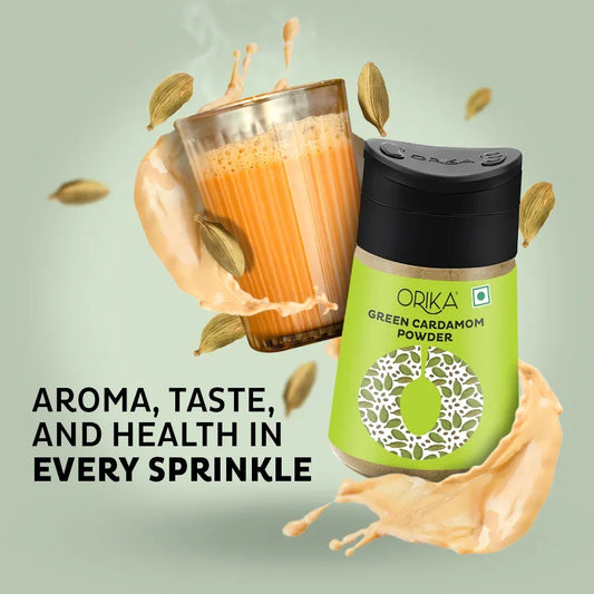 Orika Green Cardamom Powder | Pure Elaichi Powder | Aromatic & Flavourful | 100% Natural | 45g - Orika Spices India