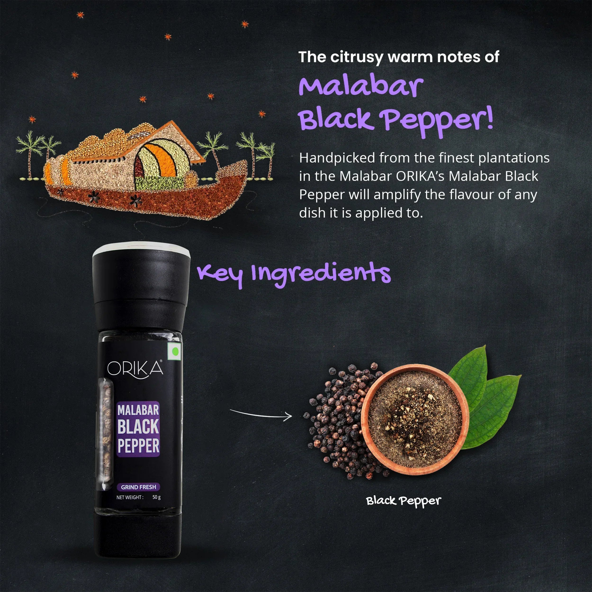 Orika Grinders Combo (Pack of 4), 285g - Orika Spices India