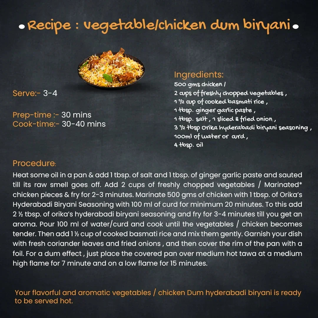 Orika Hyderabadi Biryani, Pack of 2, 85g/each - Orika Spices India