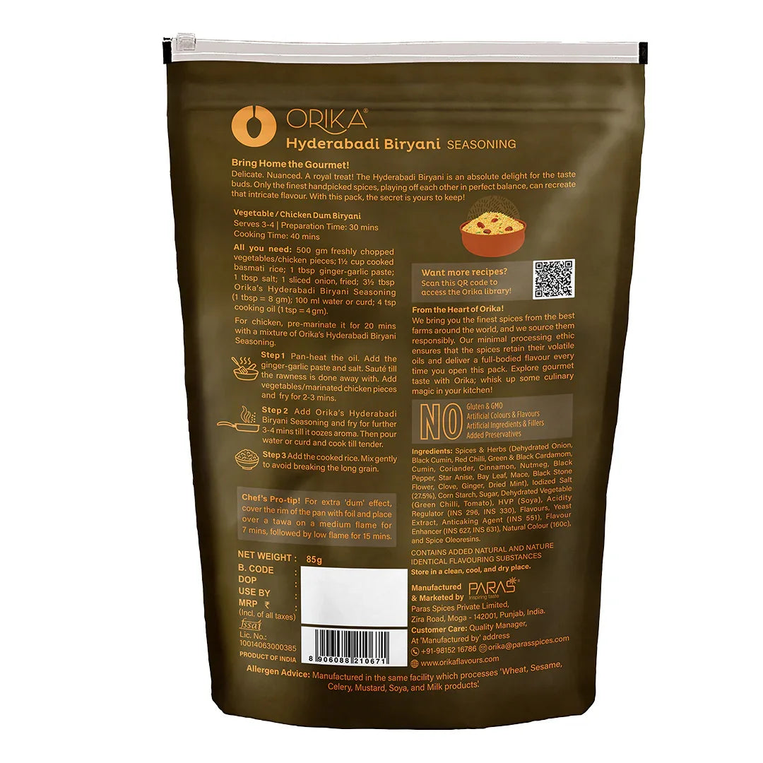 Orika Hyderabadi Biryani Seasoning, 85g - Orika Spices India