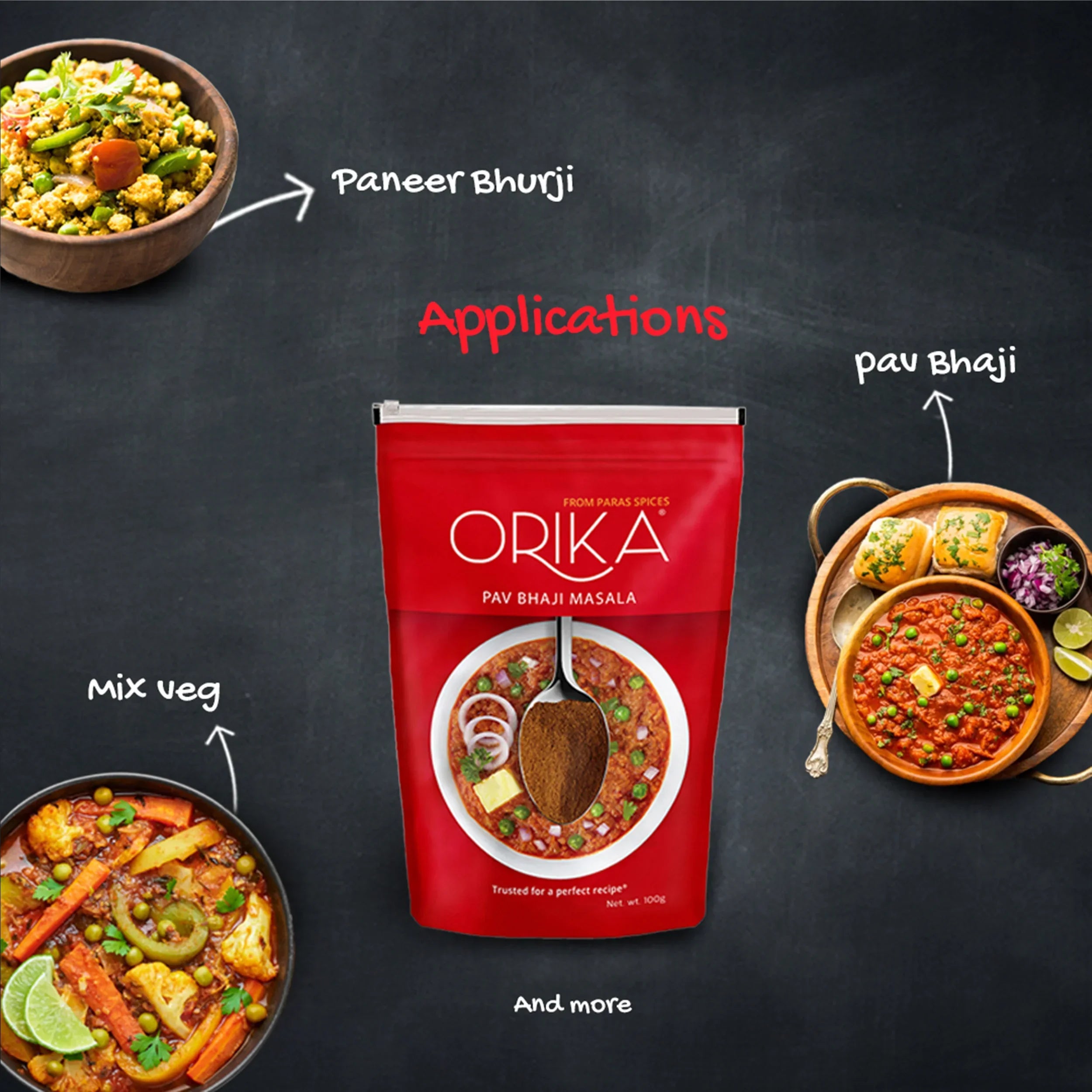 Orika Indian Delicacy combo Sambhar Masala, Pav Bhaji Masala, Garam Masala (Pack of 3, 100gms each) - Orika Spices India