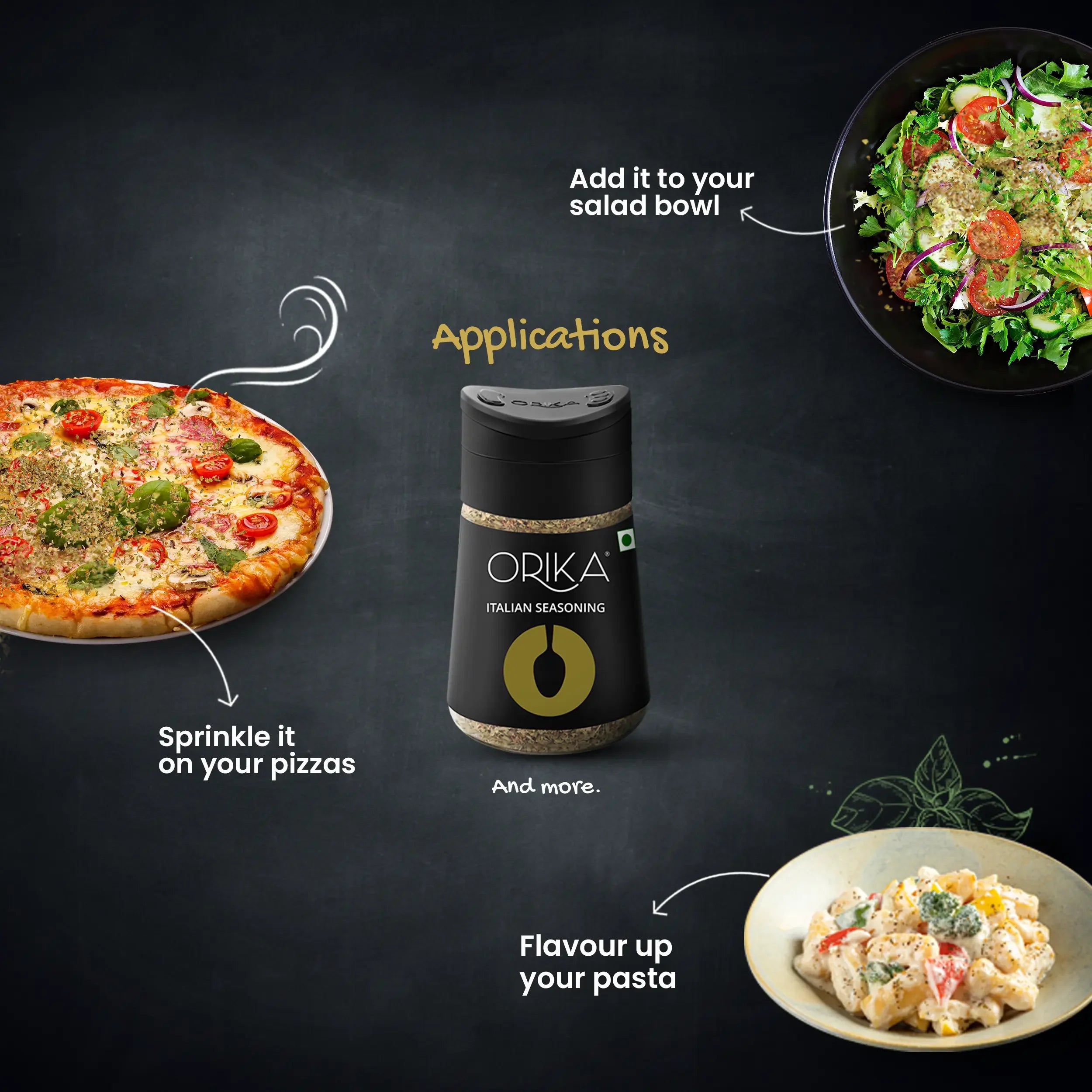 Orika Italian Table Combo (2 Italian Seasoning (75 g/each) & 1 Red Chilli Flakes (50 g)) - Orika Spices India