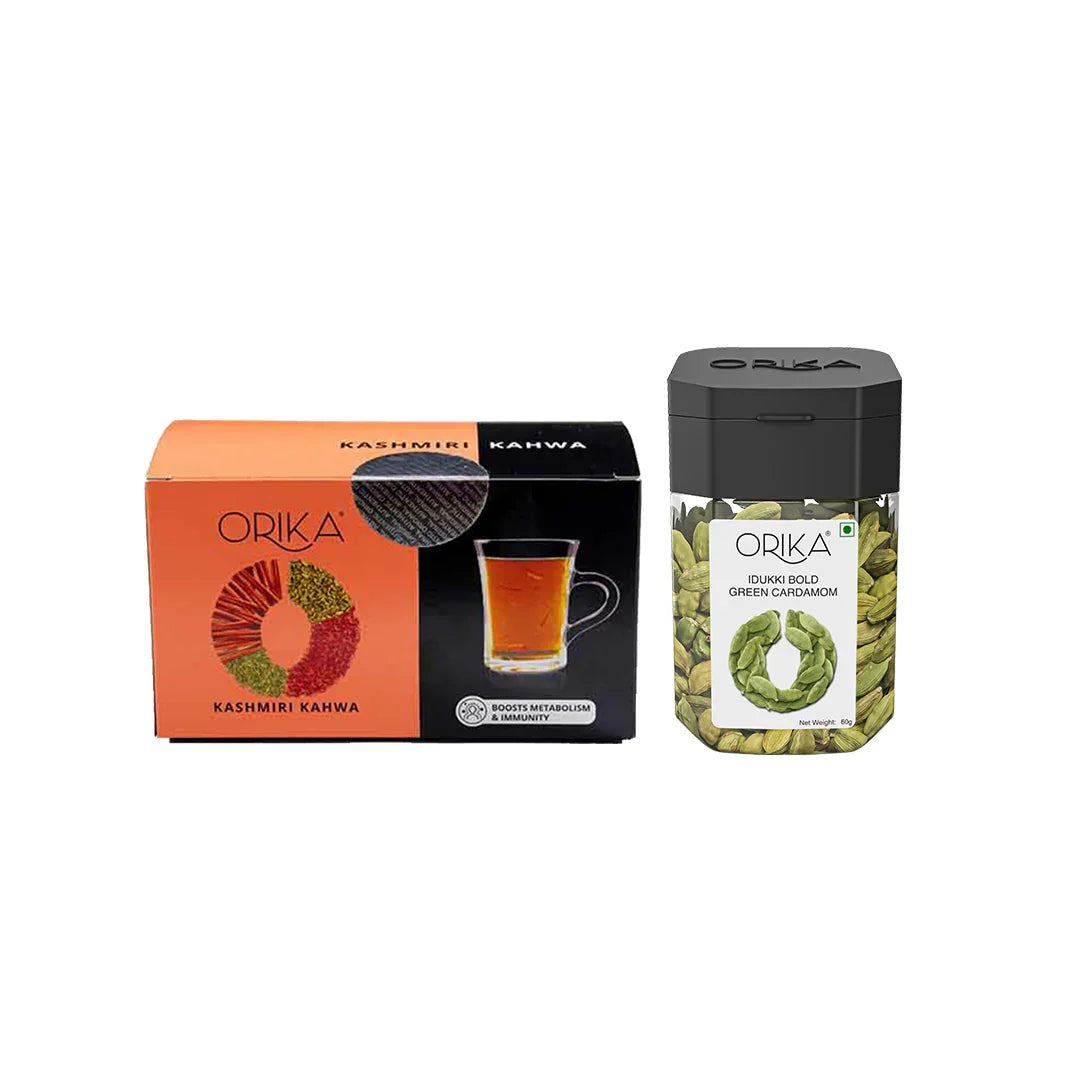 Orika Kashmiri kahwa & Cardamom whole combo (Pack of 2) - Orika Spices India