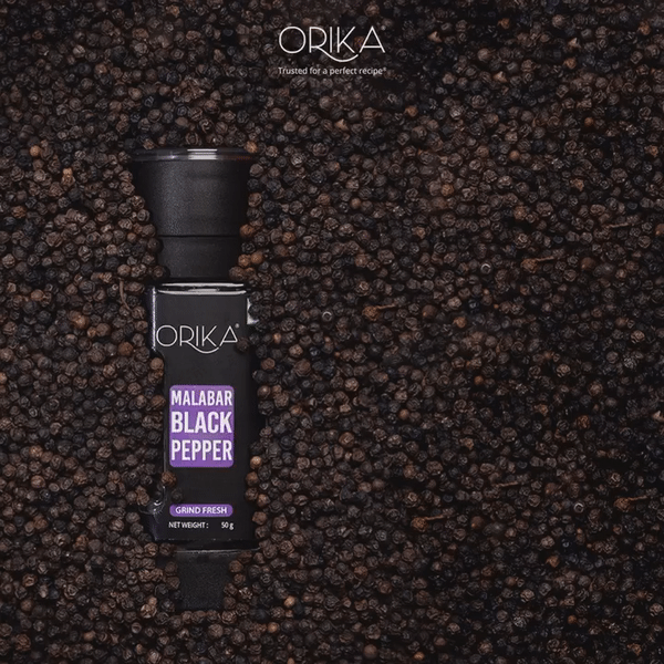 Orika Malabar Black Pepper Grinder, 50gm - Orika Spices India