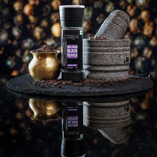 Orika Malabar Black Pepper Grinder, 50gm - Orika Spices India