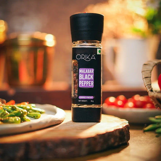 Orika Malabar Black Pepper Grinder, 50gm - Orika Spices India