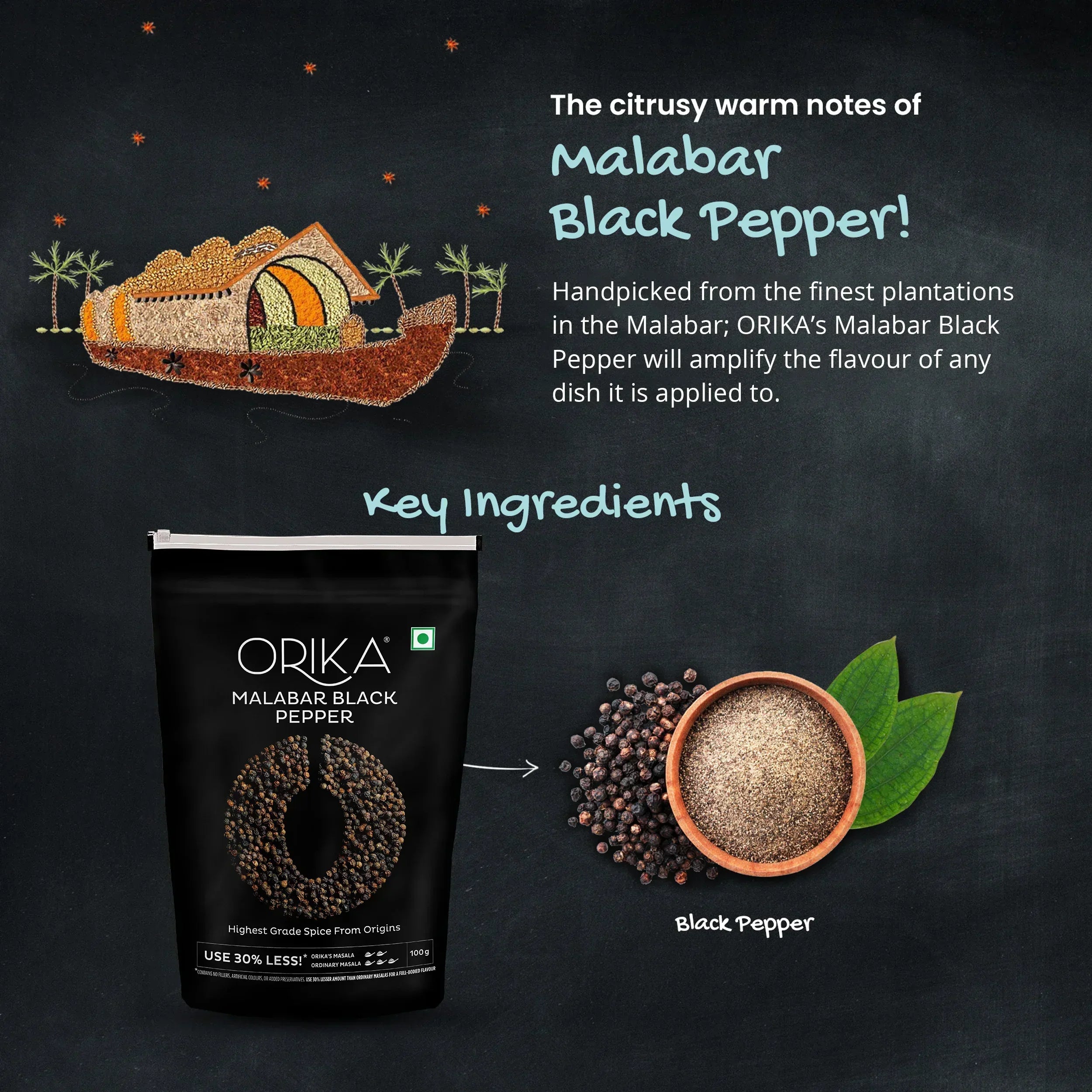 Orika Malabar Pepper Powder Combo, (Pack of 2, 100gms each) - Orika Spices India