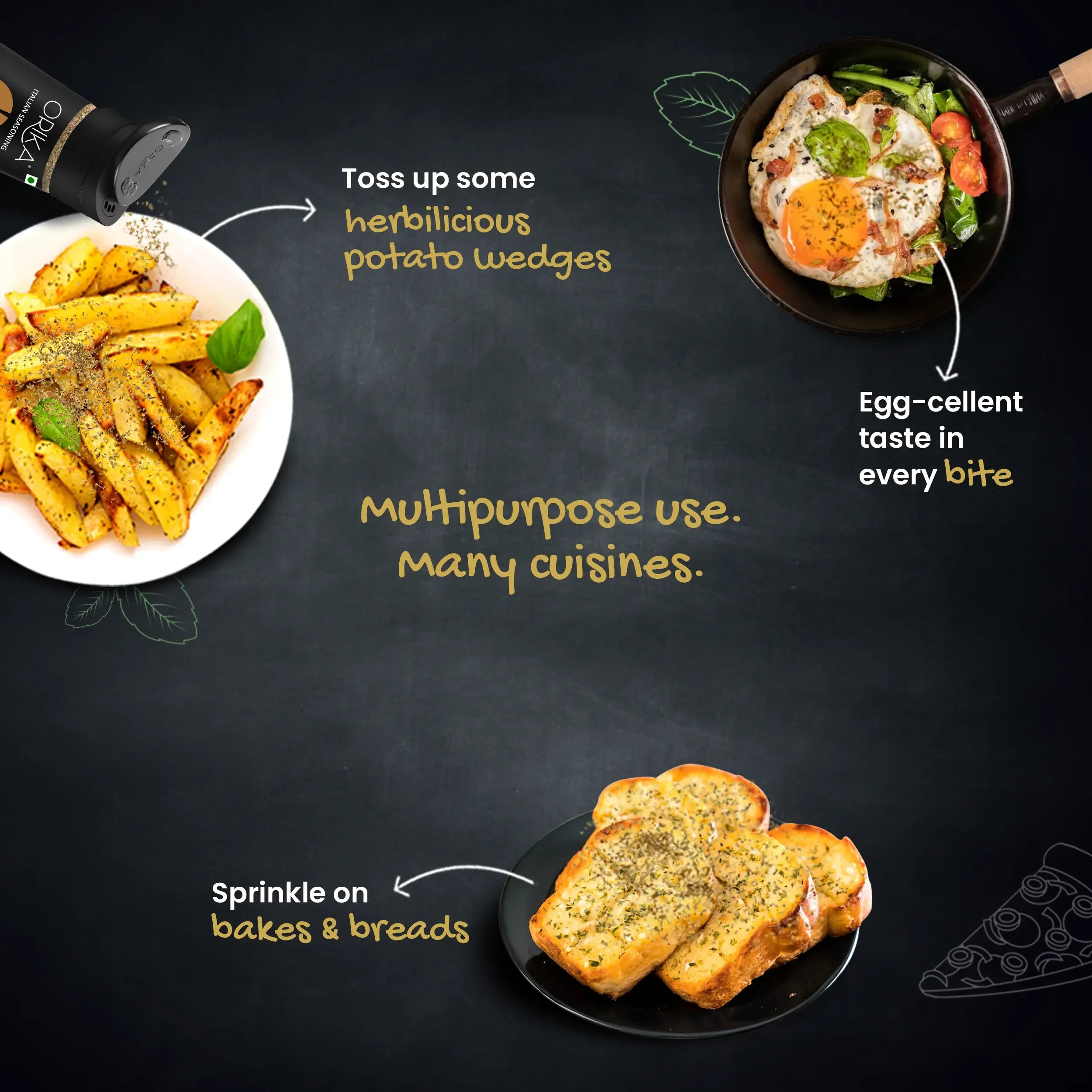 Orika Multipurpose Seasoning Combo (Italian Seasoning + Himalayan Parsley + All Purpose Mexican Seasoning + Egyptian Basil + Turkish Thyme) - Orika Spices India