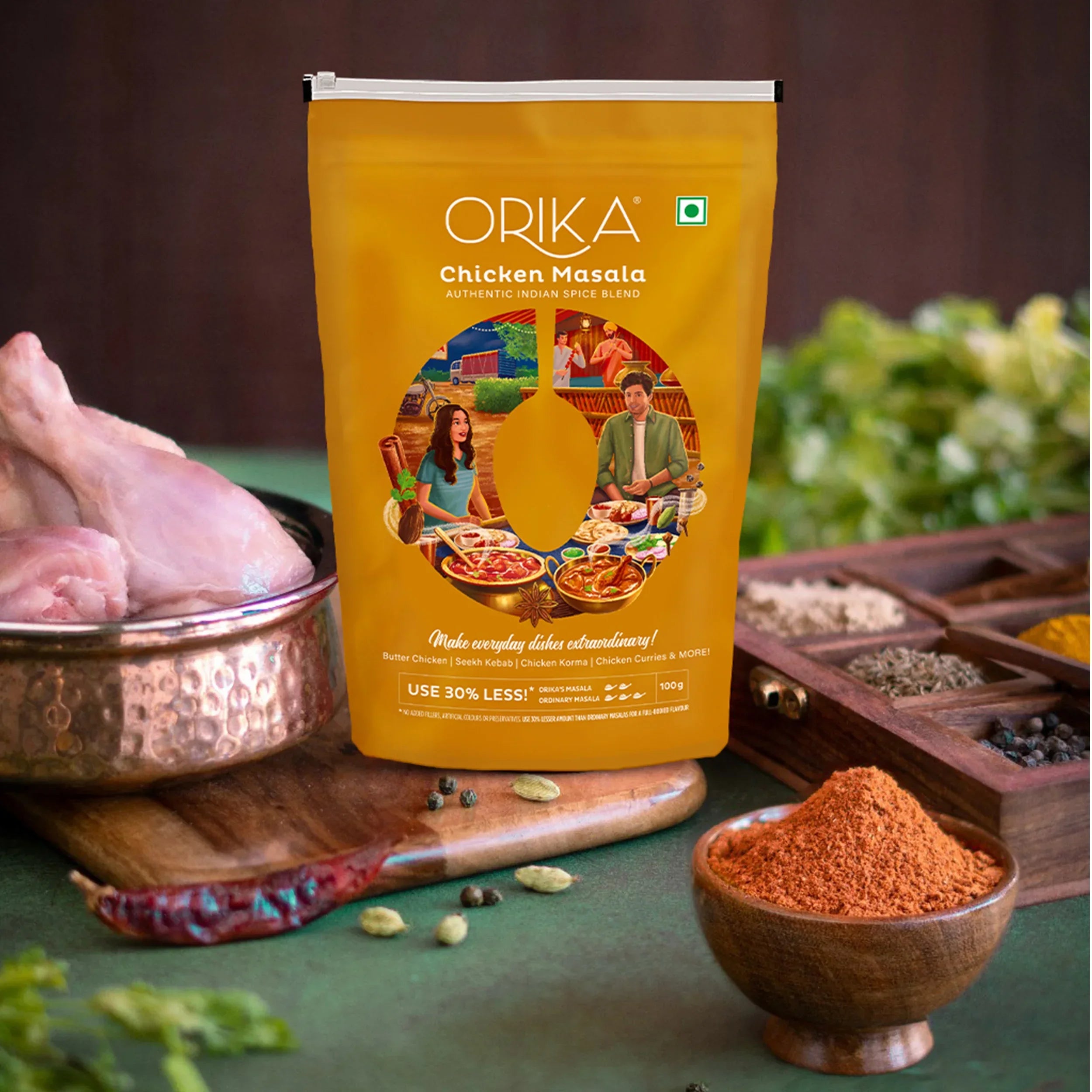 Orika Non Veg Delight Combo, Chicken Masala, Meat Masala, Garam Masala (Pack of 3, 100gms each) - Orika Spices India