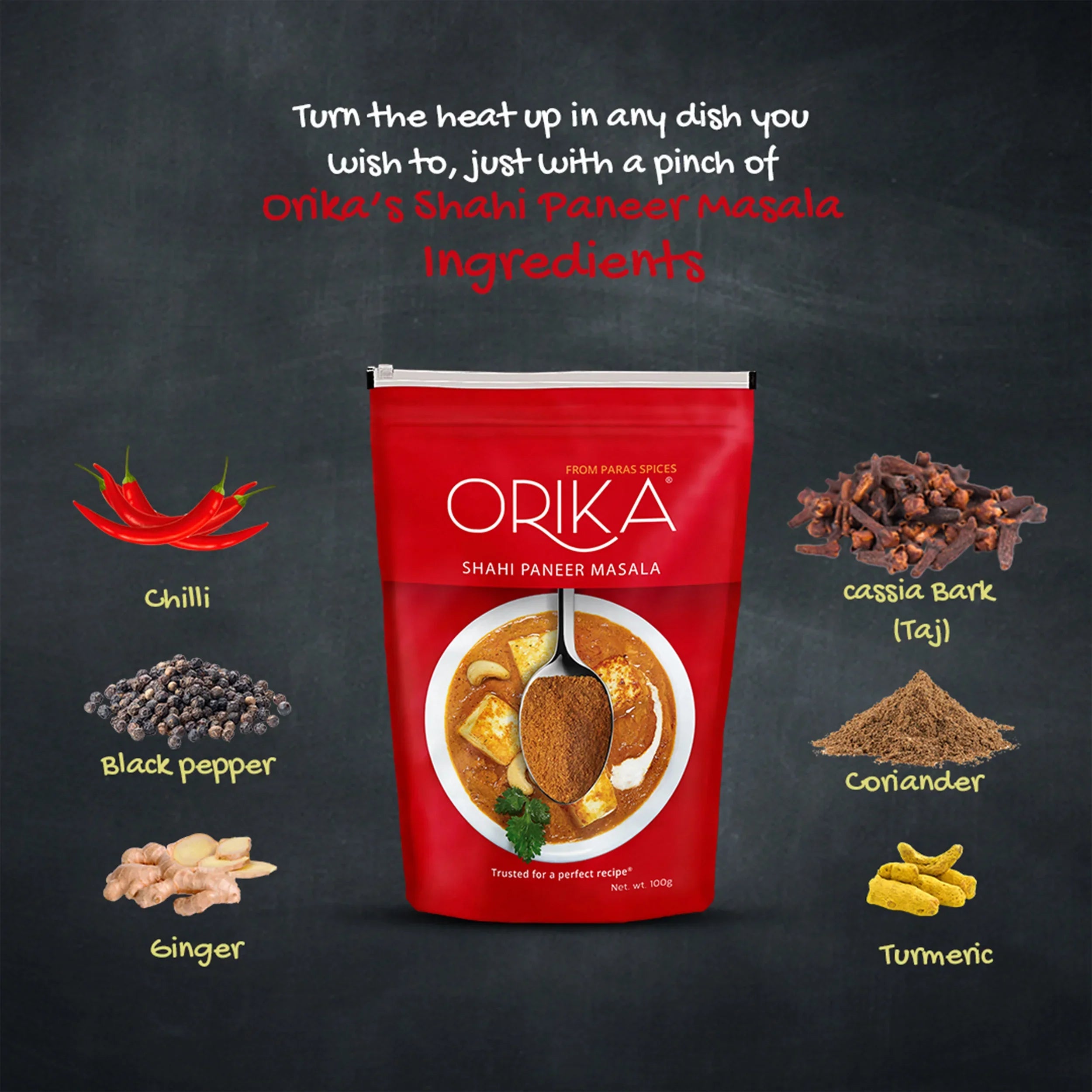 Orika Paneer-Chana Combo (Shahi Paneer Masala, Chana Masala, Kitchen King Masala) (Pack of 3, 100gms each) - Orika Spices India