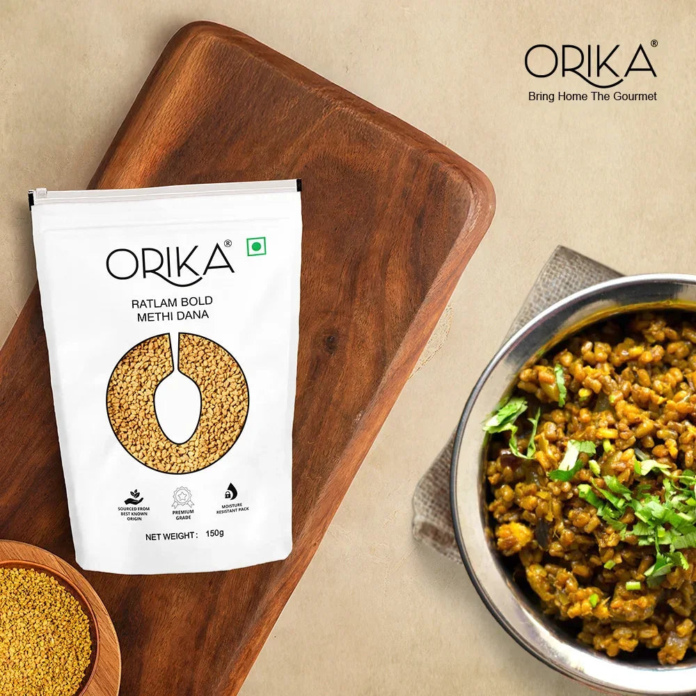 Orika Ratlam Bold Methi Dana, 150g - Orika Spices India