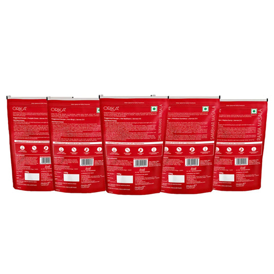 Orika Regional Speciality combo spices (Chana, Sambhar, Dal Makhni, Pav Bhaji, Rajma Masala) - Orika Spices India