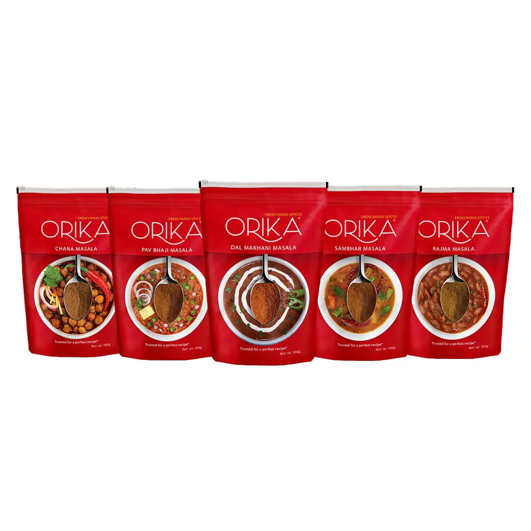 Orika Regional Speciality combo spices (Chana, Sambhar, Dal Makhni, Pav Bhaji, Rajma Masala) - Orika Spices India