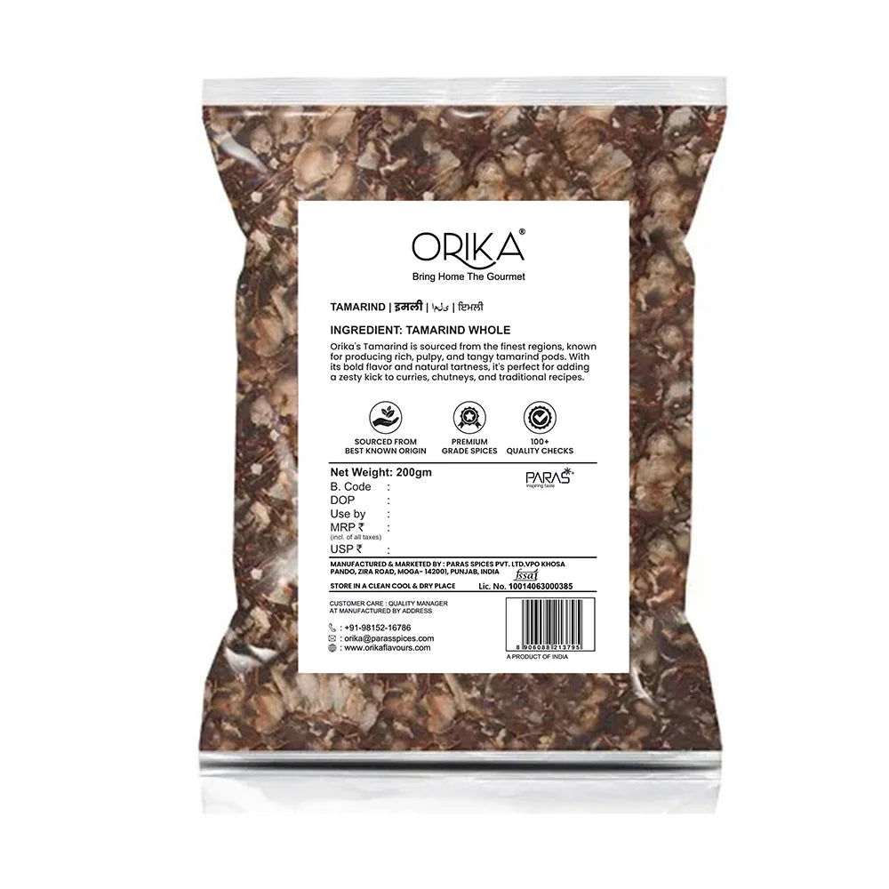 Orika Seedless Tamarind - Seedless Imli 200 Gms - Orika Spices India